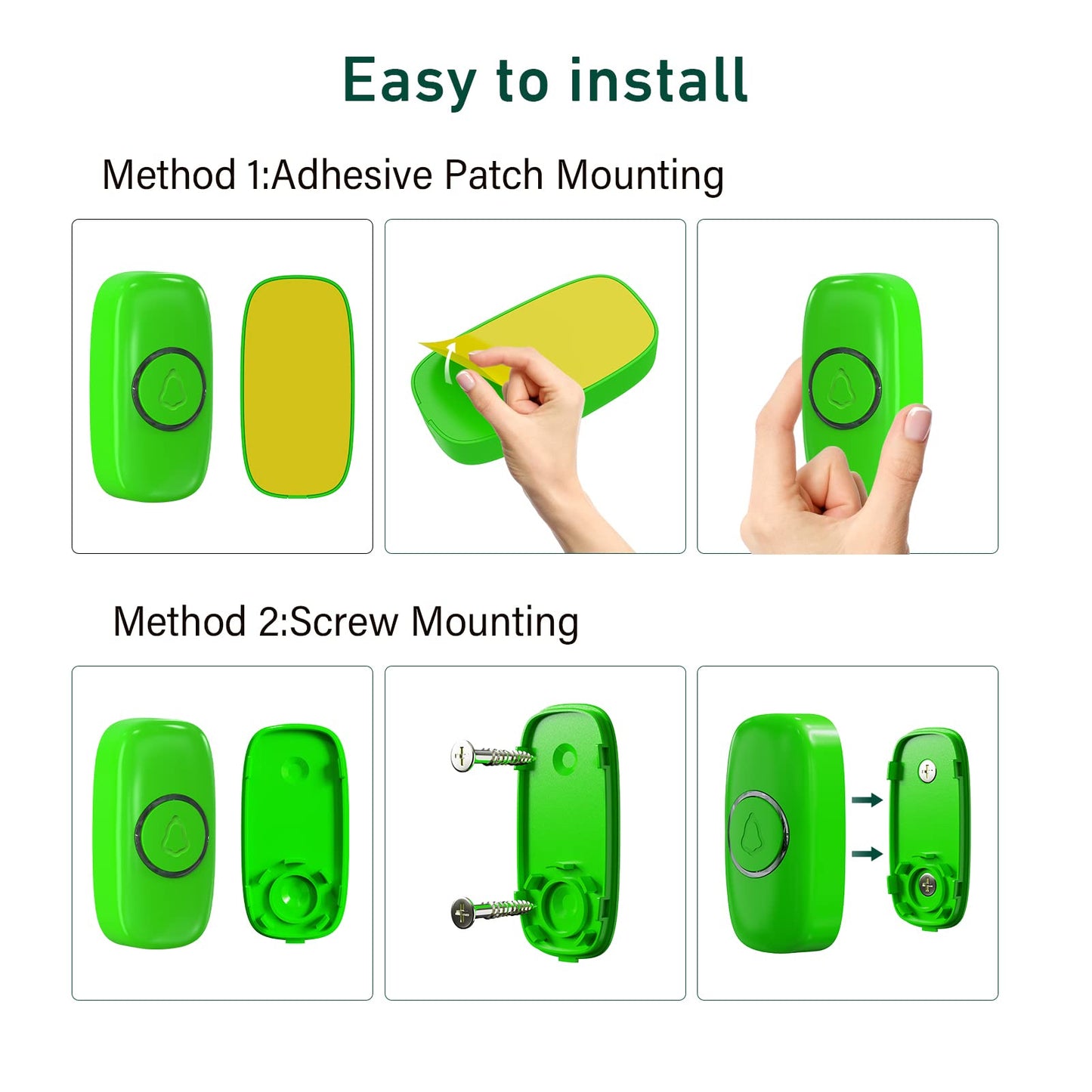 SECRUI Wireless Doorbells for Home, Classrooms, Apartments, Businesses, etc. Easy to Use, Adjustable Volume, 58 Chimes, Colorful LED, Waterproof, 1000Ft Range, M520+F55, Rose Red