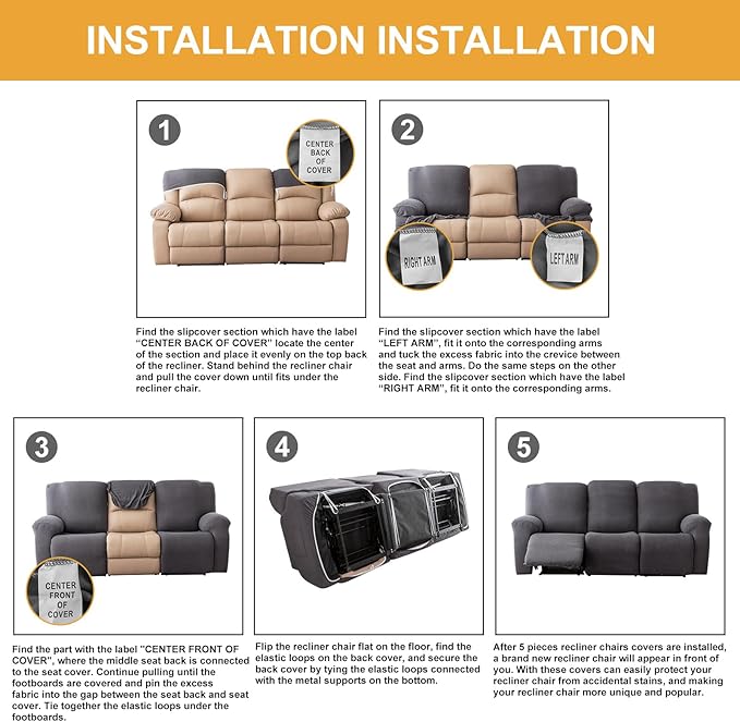 Genina Recliner Cover Stretch Couch Covers, Sofa slipcover