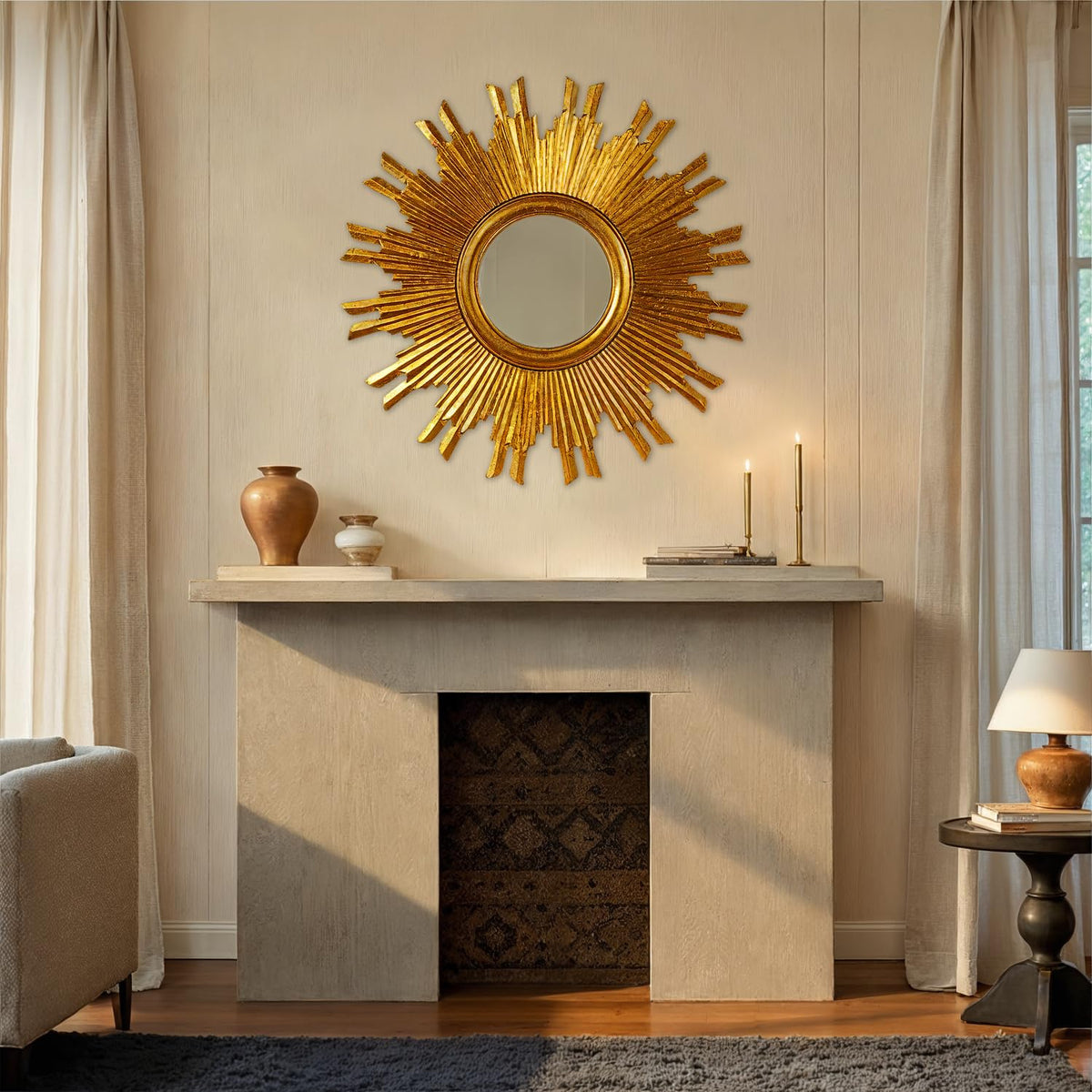 Creative Co-Op Gold Sunburst Mirror