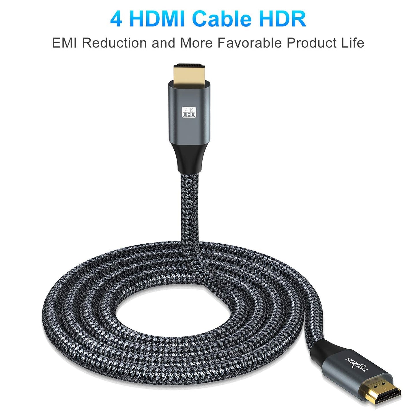 Twozoh 4K HDMI Cable 5M, High Speed HDMI 2.0 Cable, Braided HDMI to HDMI Lead Compatible with PS5, PS3, PS4, PC, Projector, HDTV, Xbox