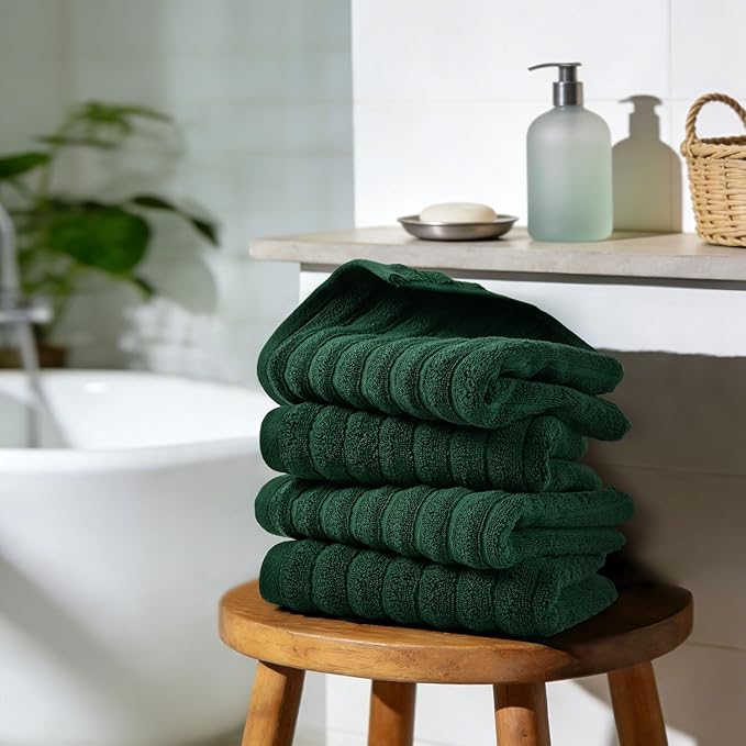 Jacquotha 4-Pack Hand Towels Ribbed – Kitchen & Bathroom Premium Cotton Towels