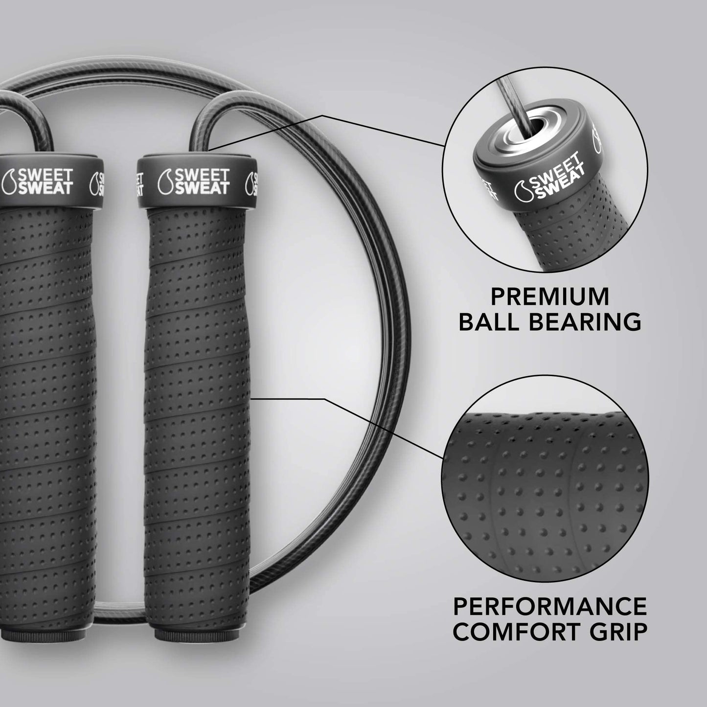 Sweet Sweat Performance Jump Rope ~ 10ft Adjustable Length Rope for Fitness and Speed Training ~ Includes Mesh Cary Bag & Bonus Rope (Jump Rope)