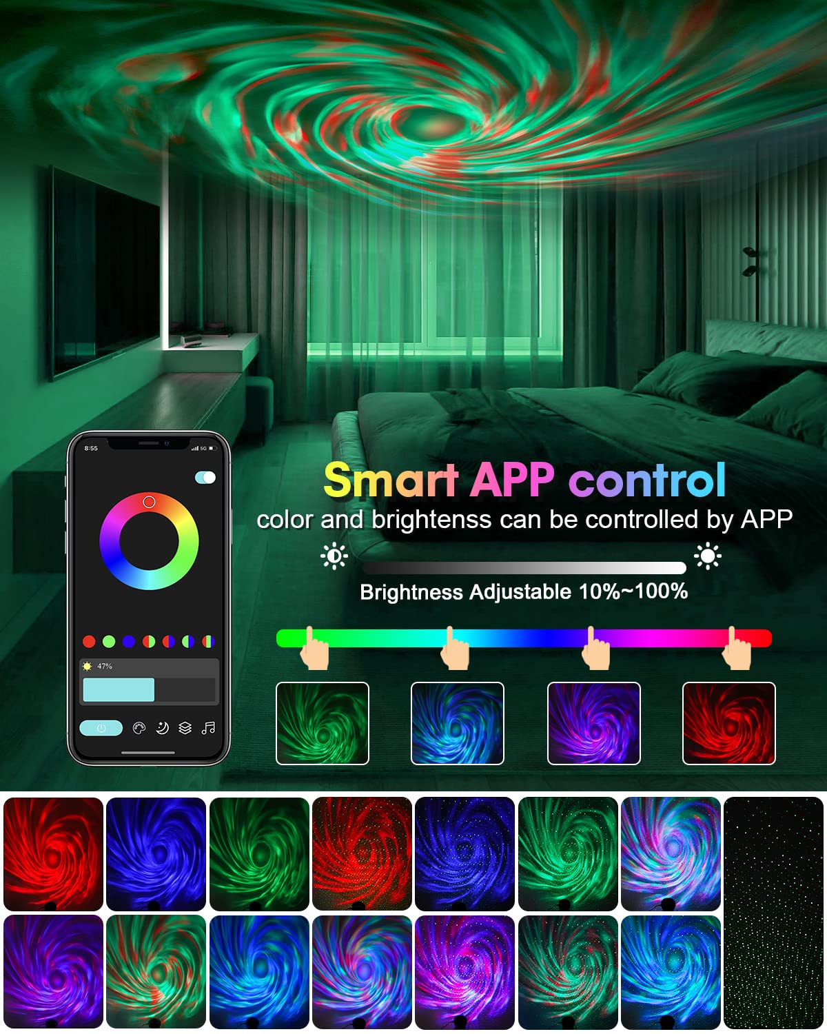 Star Projector Galaxy Light, Galaxy Projector for Bedroom with APP Remote Control, Timer - Night Light Projector for Kid Adult Aurora Light Projector