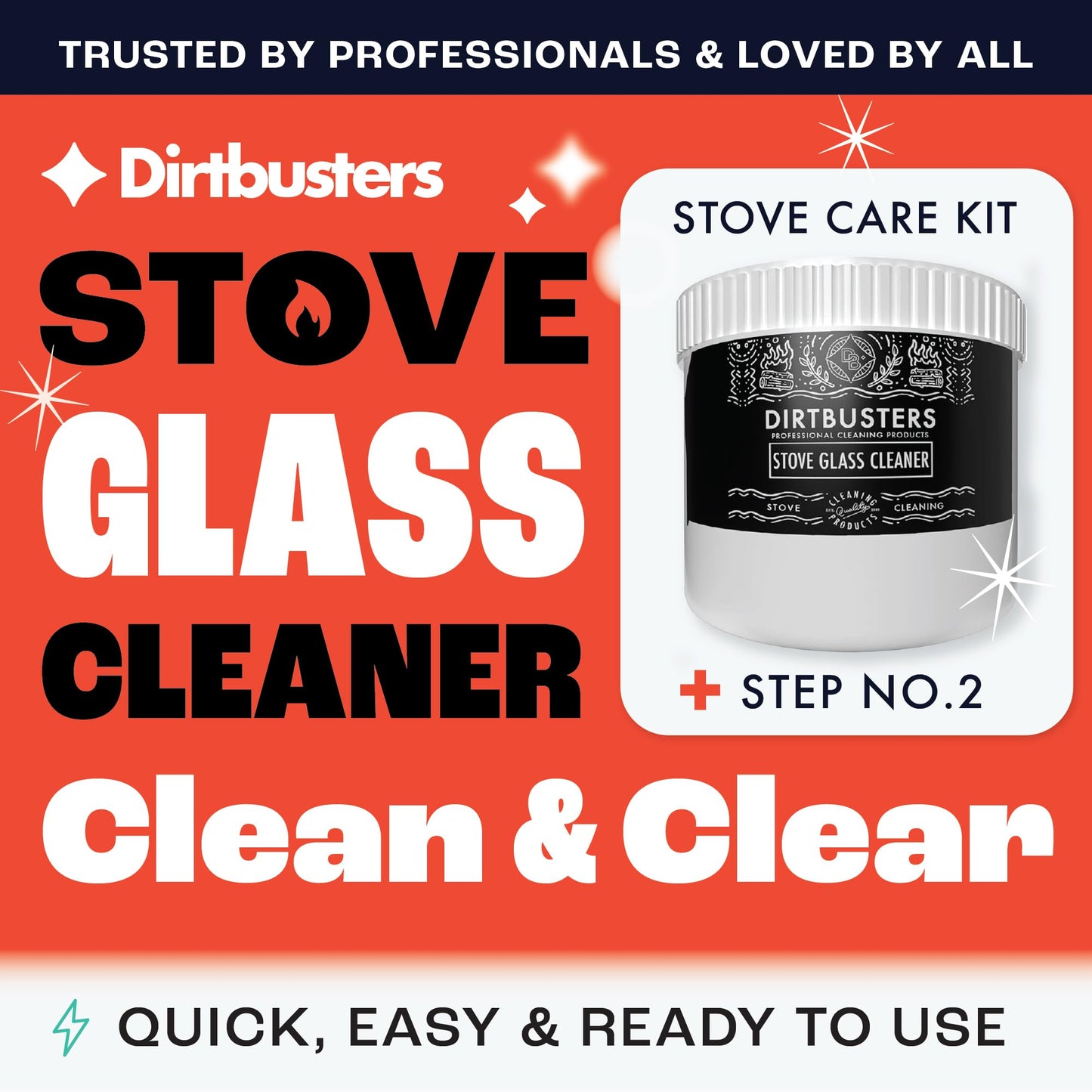 Dirtbusters Stove Glass Cleaner, Powerful Pro Cleaning Paste For All Log Burner, Stove & Fireplace Window & Glass (500g)