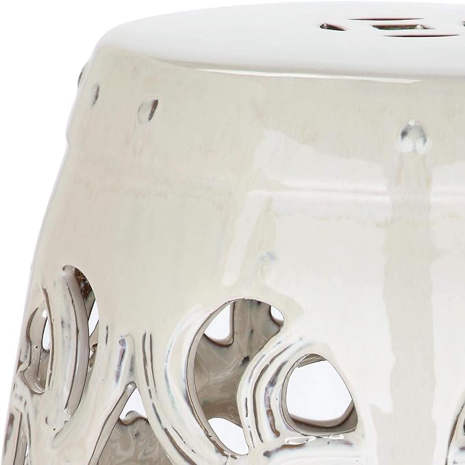 Safavieh Imperial Vine Ceramic Decorative Garden Stool, Cream