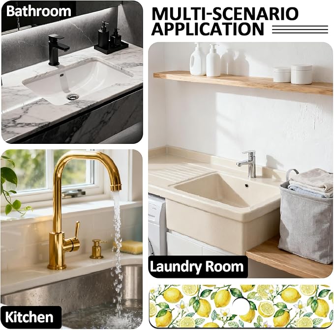 2 Pcs Kitchen Sink Splash Guard Faucet Mats Lemon Pattern Faucet Mat
