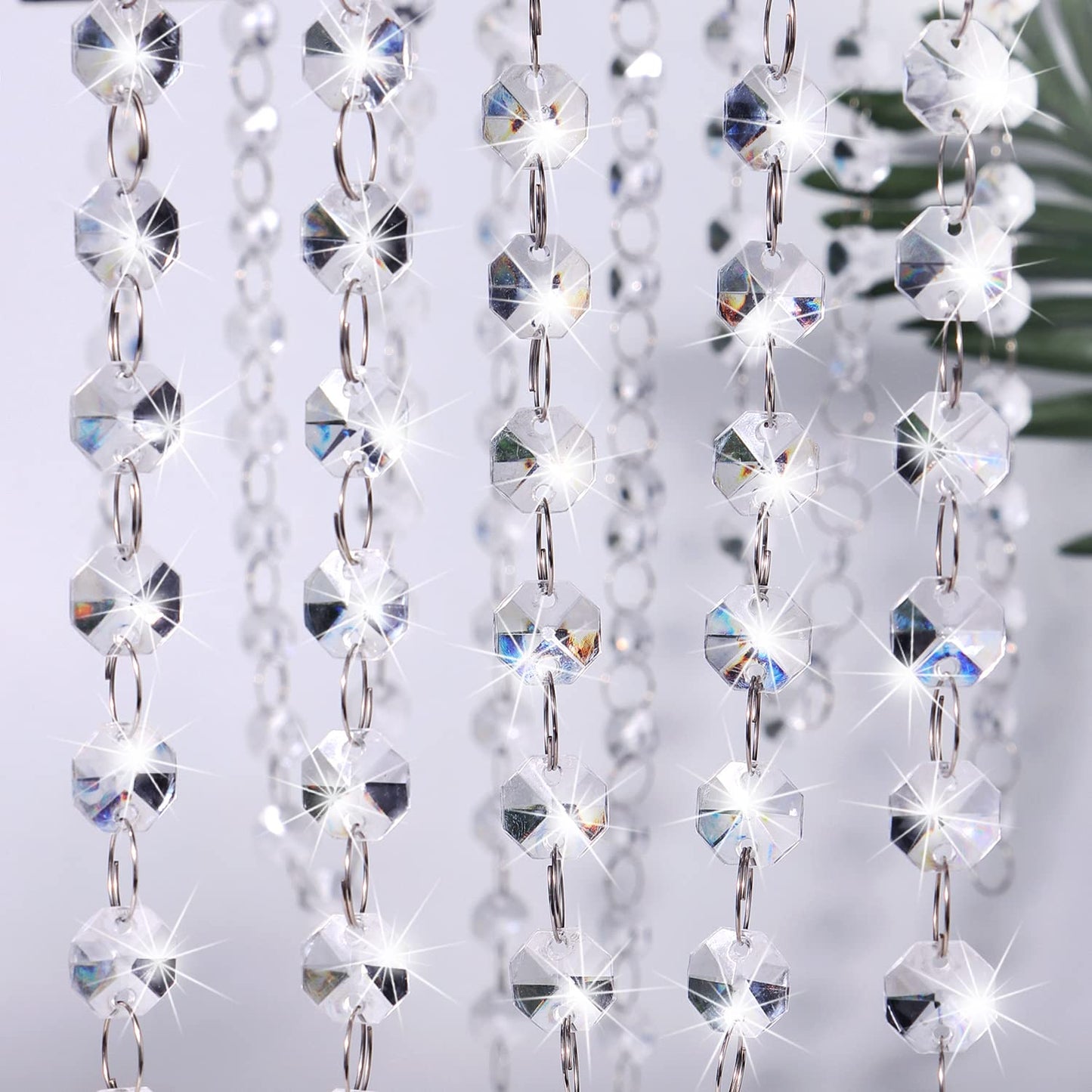 16.5 Feet Hanging Clear 14mm Daimond Acrylic Crystal Garland for Manzanita Tree Centerpiece, Chandelier Bead Lamp Chain, Christmas/Wedding Party Decoration and DIY Craft Jewelry Decoration