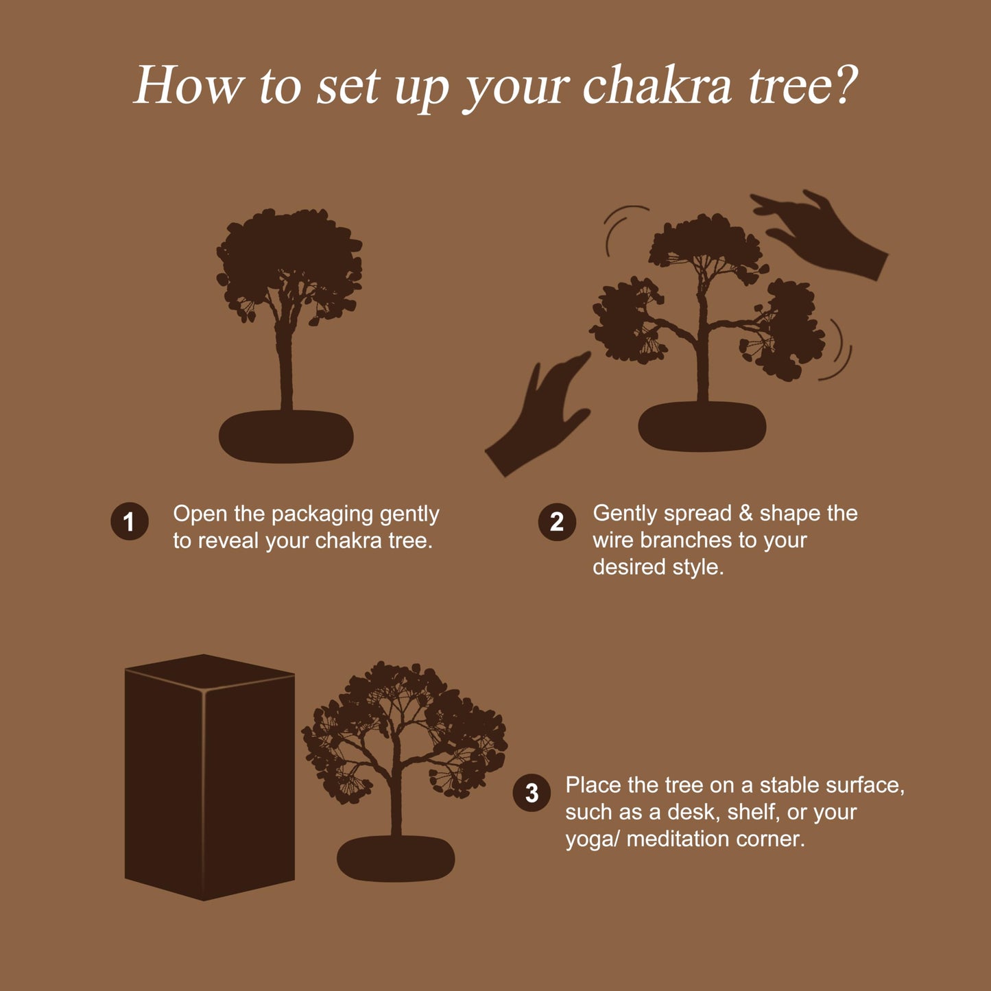 MAGIC AND MIRACLES Seven Chakra Crystal Trees, Bonsai Money Tree, Healing Stones, Crystal Tree of Life, Desk Decor, Home Decor, Unique Birthday Gifts for Women Mom