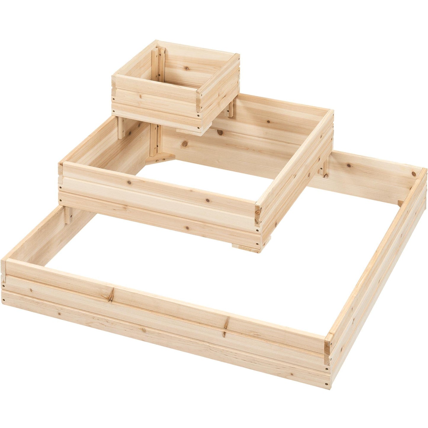 Yaheetech 3 Tier Wooden Raised Garden Bed 44.5'' L×44.5″ W×20.5″ H, Horticulture Open-Bottom Planter Raised Garden Bed for Flowers/Herbs/Vegetables Planter Flower Box