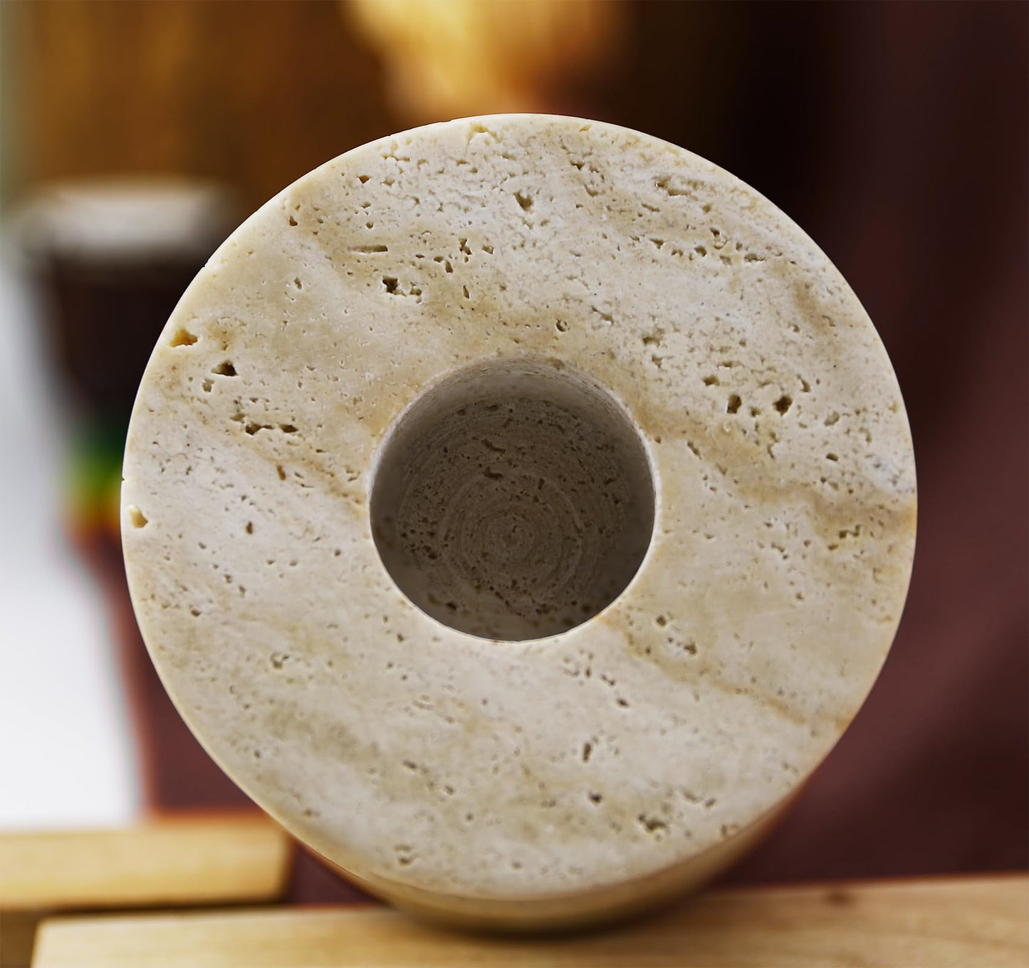 Candle Stick Holder Decor, Natural Travertine Stone Candlestick Holders for 3/4 Inch Candlesticks, Pillar & Taper Candles, Rustic Table Centerpieces, Home Dining Party Wedding Birthday,Fit 0.75-0.85"