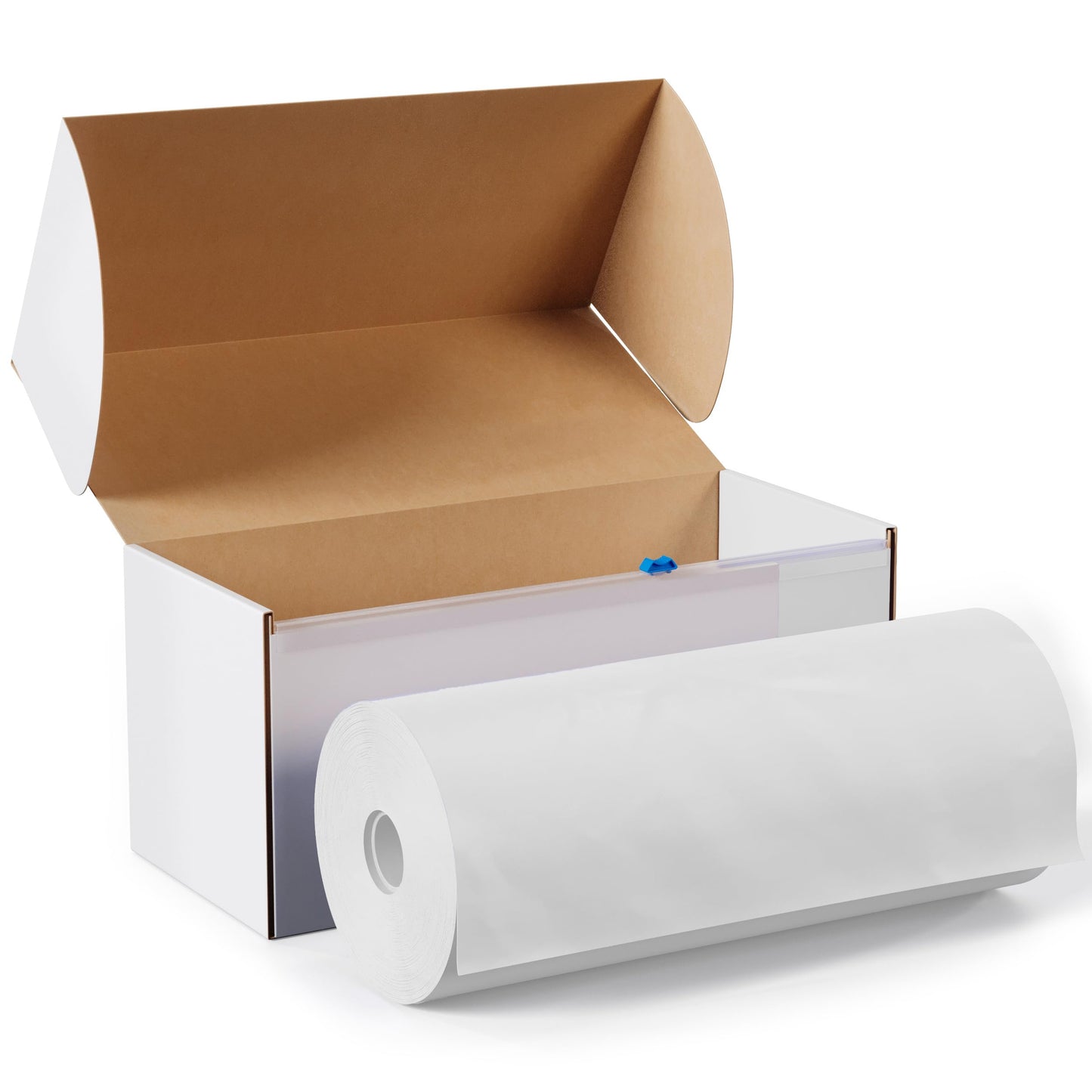 Exquisite Party Solids 54 Inch X 300 Feet White Plastic Table Cover Roll in A Cut - to - Size Box with Convenient Slide Cutter. Cuts Up to 36 Rectangle 8 Feet Plastic Disposable Tablecloths