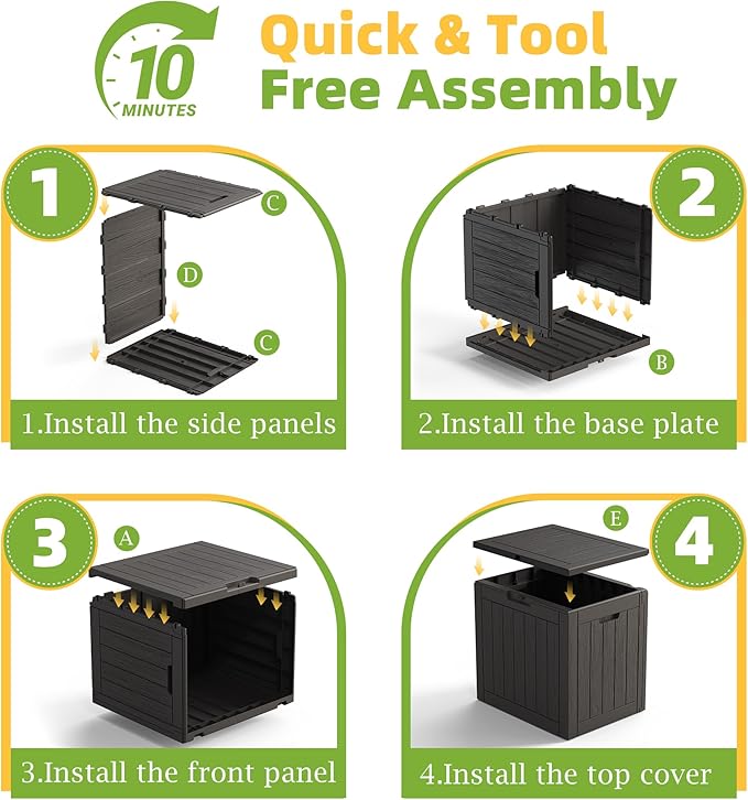 35 Gallon Resin Deck Box with Lockable Latch, Waterproof UV-Resistant Multi-Purpose Outdoor Storage for Patio Cushions, Garden Tools & Package Storage, Black