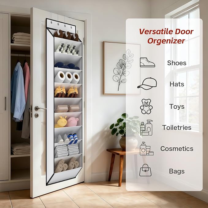 KEEPJOY 10 Tiers White Over Door Shoe Organizer Storage, Hanging Shoe Holder