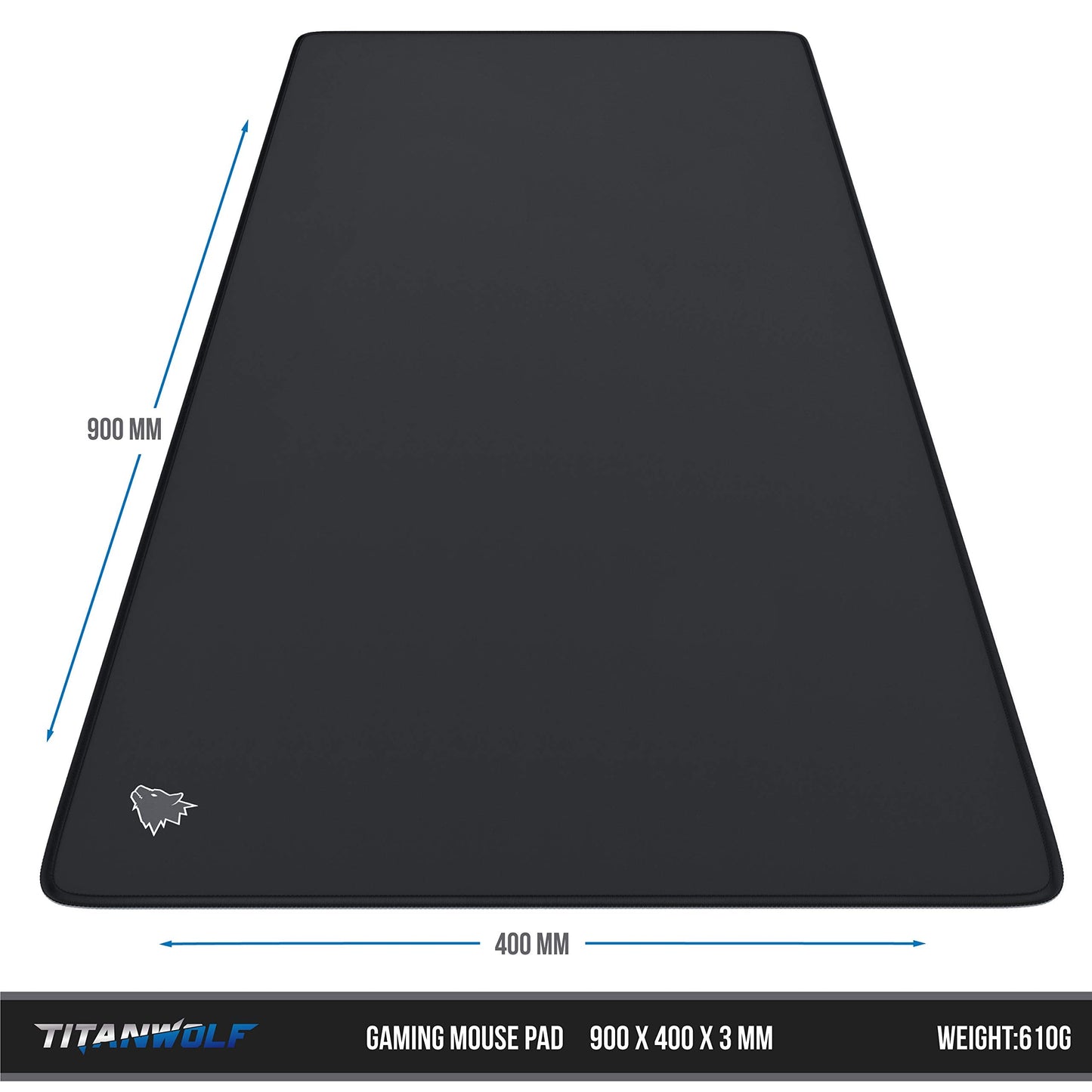 TITANWOLF - XXL Speed Gaming Mouse Mat Mouse Pad - Extra Large 900 x 400 x 4mm - Water-Resistant Mousepad with Non-Slip Rubber Base - Smooth Cloth Surface - Black