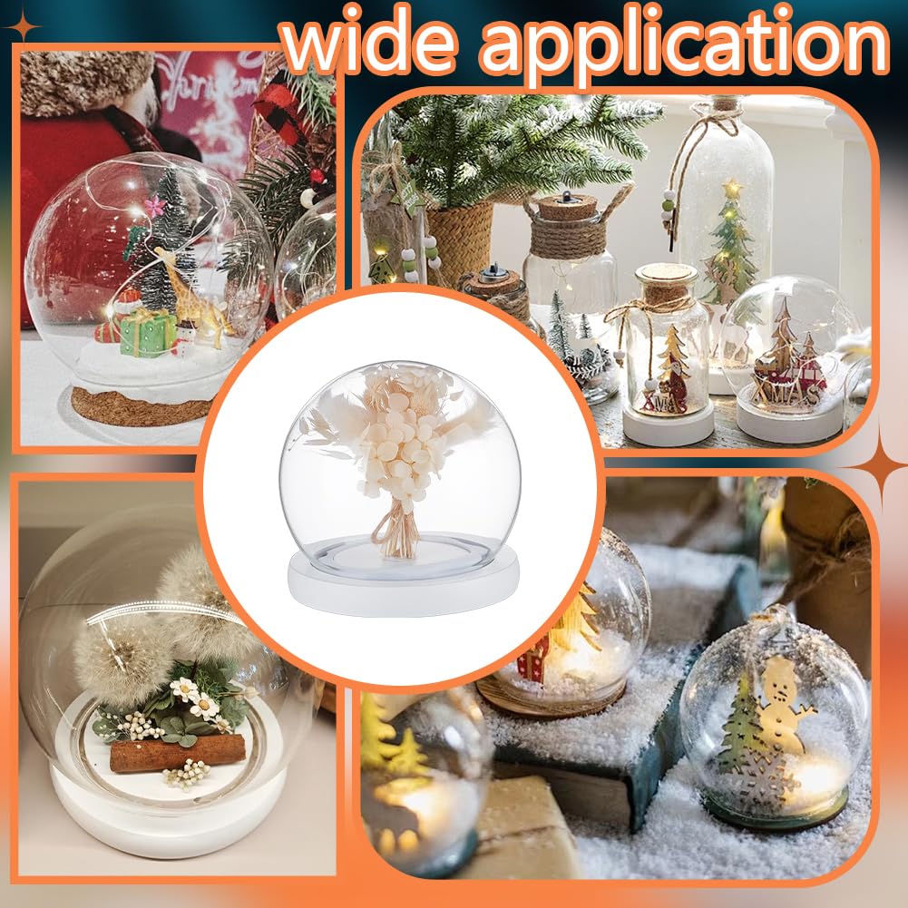 NBEADS Glass Display Dome Cloche, Eternal Flower Glass Dome Cover with Wood Base Anti-Shedding Design Arch Bell Jar Cloche for Centerpieces Plants Rocks Specimens Decorations Crafts, 4.5x4.7inch