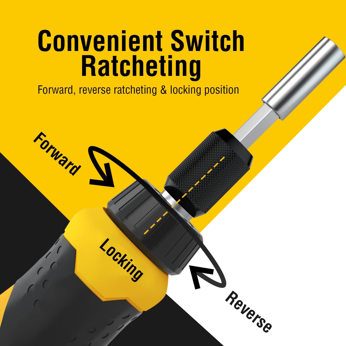 AZUNO 24 in 1 Ratcheting Multi Screwdriver Set with Universal Socket, 20 CRV Bits Stored in Handle, 12+8 Slotted/Torx/Hex/Square Sand Blasted Bits and Chrome Plated Precision bits.