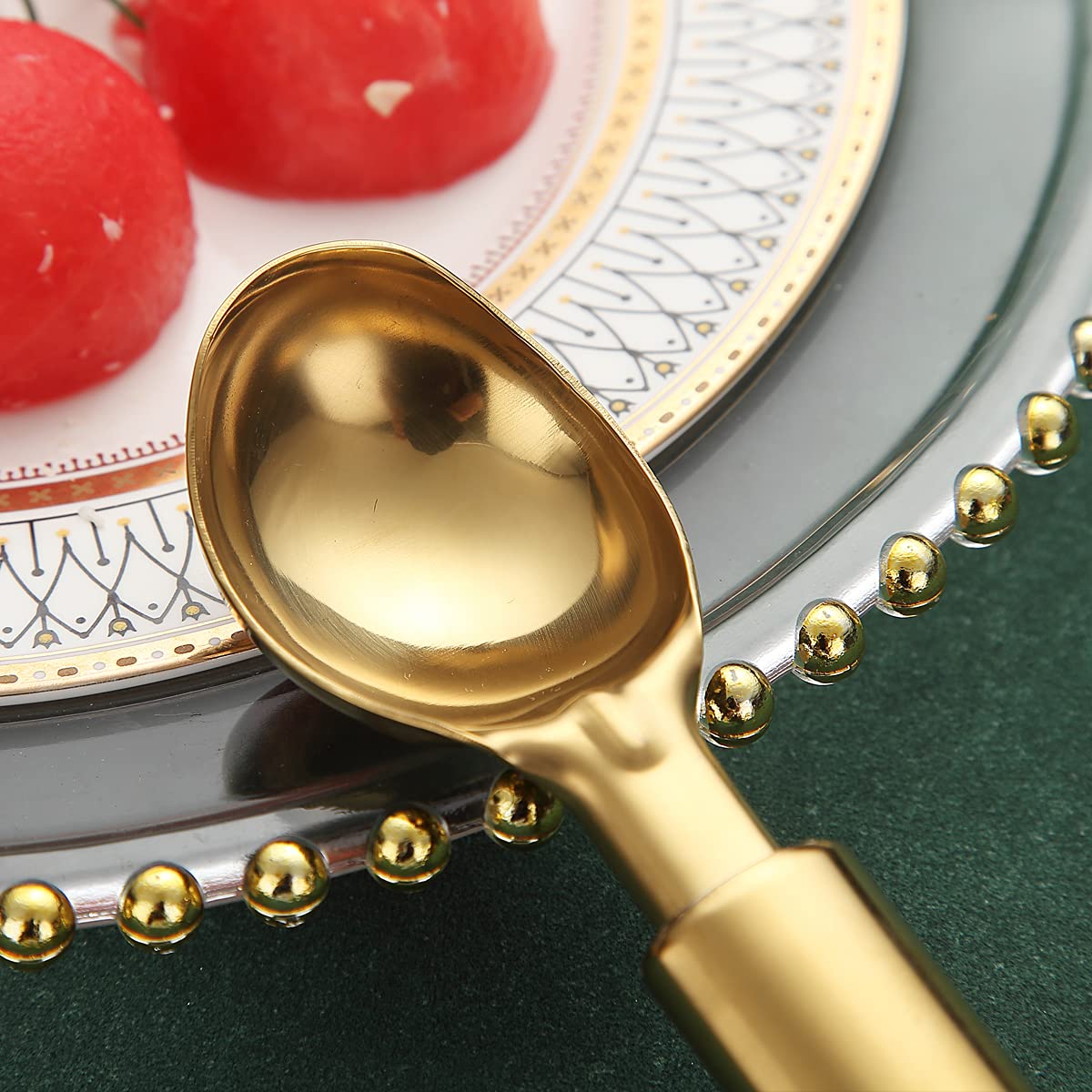 Gold Ice Cream Scoop, Berglander Stainless Steel Cookie Scoop Melon Baller Scooper Cones With Titanium Gold Plating, Specialty Tools and Gadgets, Ice Cream Spoon Food Scoop Dishwasher Safe