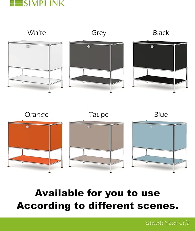 Metal Sidetable with Flap Door, 27.5" Height