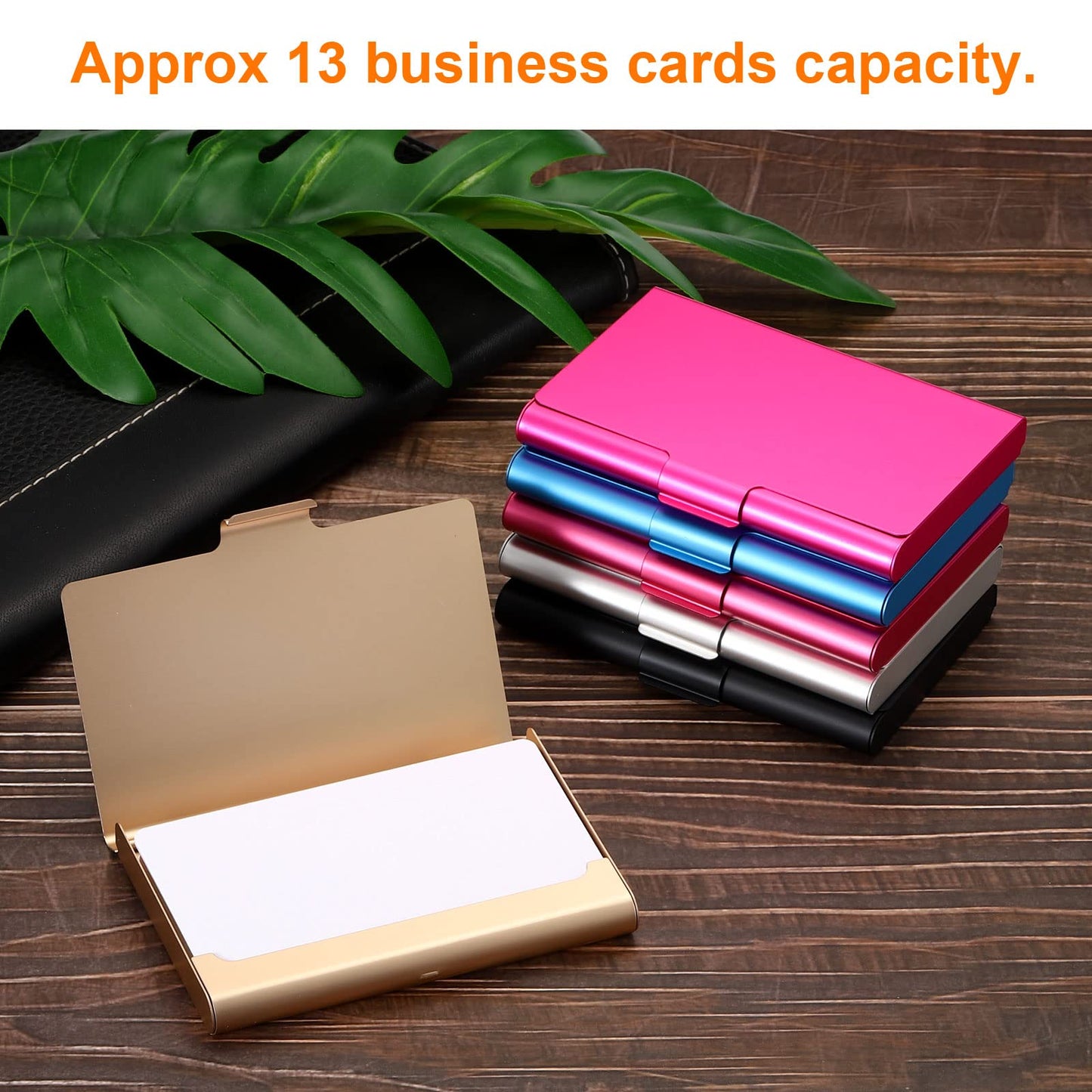 PATIKIL Business Card Holder, 4 Pack Aluminum Metal Card Case Professional Slim Pocket Card Holder for Name Card Credit Card, Black