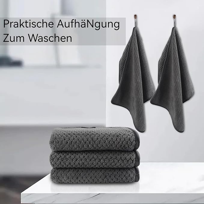 KinHwa Microfiber Hand Towels for Bathroom Soft and Absorbent Face Towels Grey