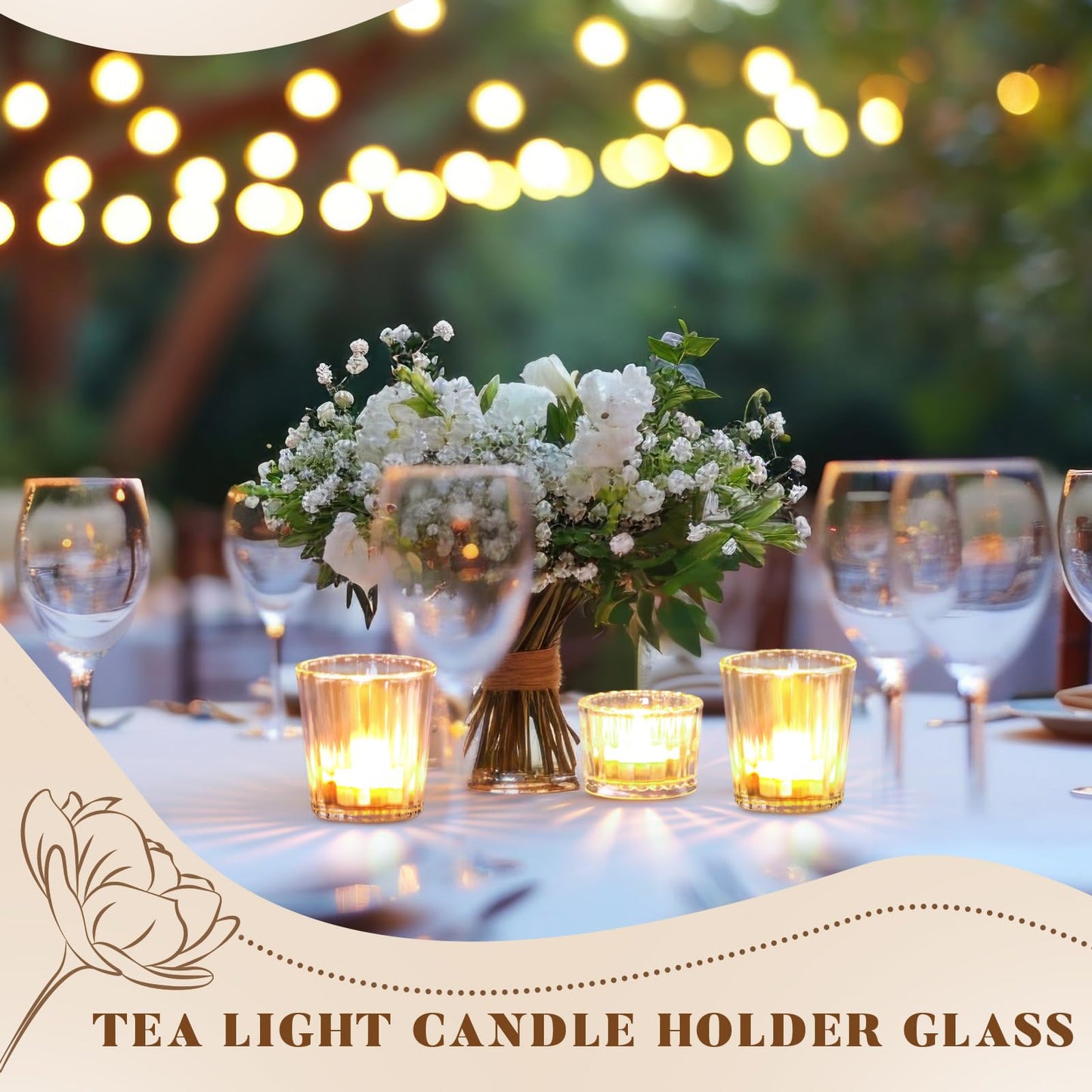 Mumufy 48 Pcs Assorted Votive Candle Holder Ribbed Clear Glass Tea Lights Candle Holder for Table Centerpiece Wedding Home Festival Party Decoration