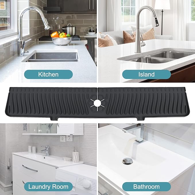 30 Inch Longer Faucet Mat for Kitchen Sink, Silicone Sink Faucet Mat Splash