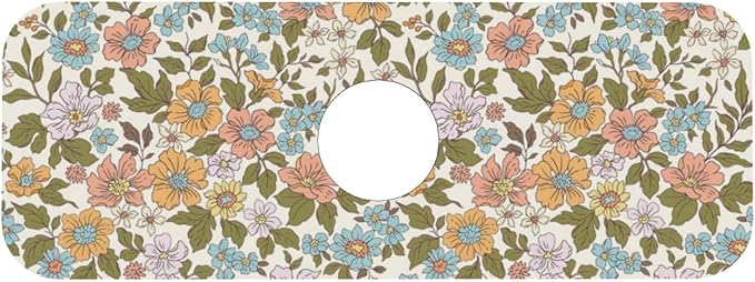 Faucet Draining Mat For Kitchen Sink, Colorful Flowers Floral Diatom Mud