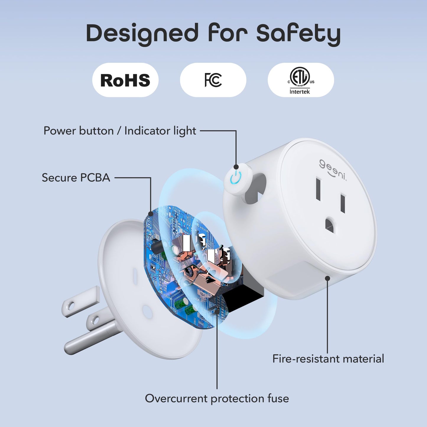 Geeni Dot Smart Plug with 2.4GHz WiFi Connectivity – 2-Pack Compact, Fire-Resistant Smart Outlet Plugs with Schedule & Timer – No Hub Needed, Supports Alexa & Google