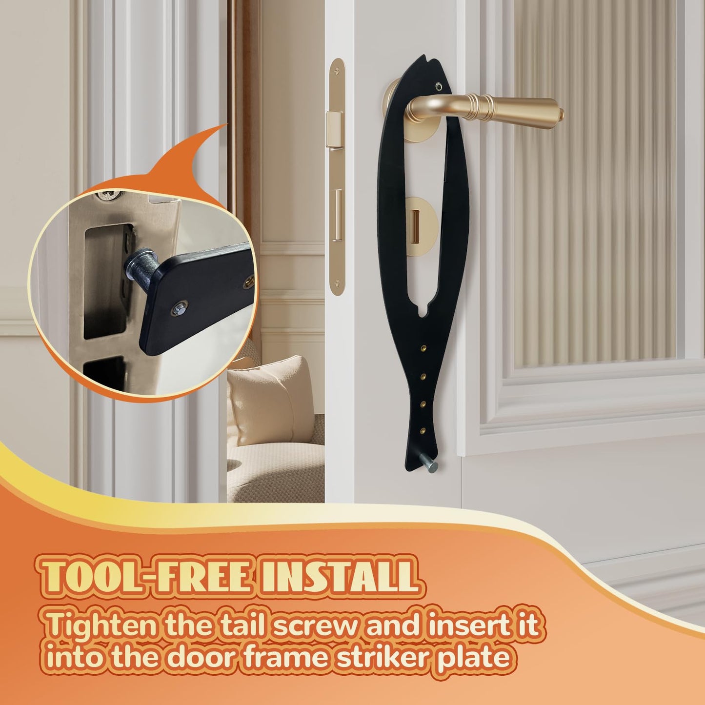 TGIOW Cat Door Latch, 1 Pcs Cat Door Stopper Pet Door Latch to Keep Dog Out of Litter Box and Food, Door Prop for Cat with 5 Adjustable Size Strap 2.5-6" Wide, No Measuring, Easy to Install, Black