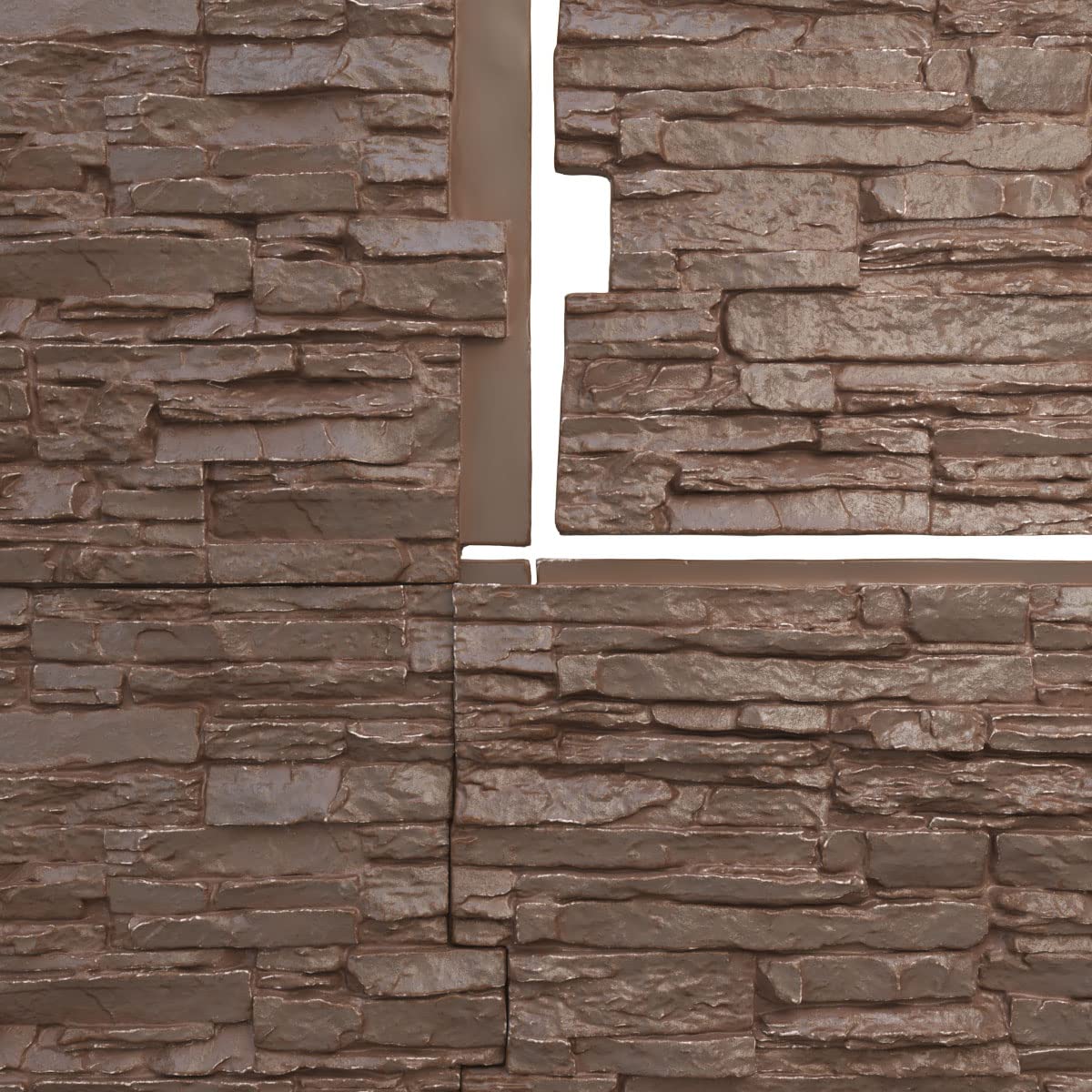 EverStone Canyon Ridge Faux Stone Panel, 45 3/4"W x 24 1/2"H x 1 1/4"D, Autumn Bronze Color