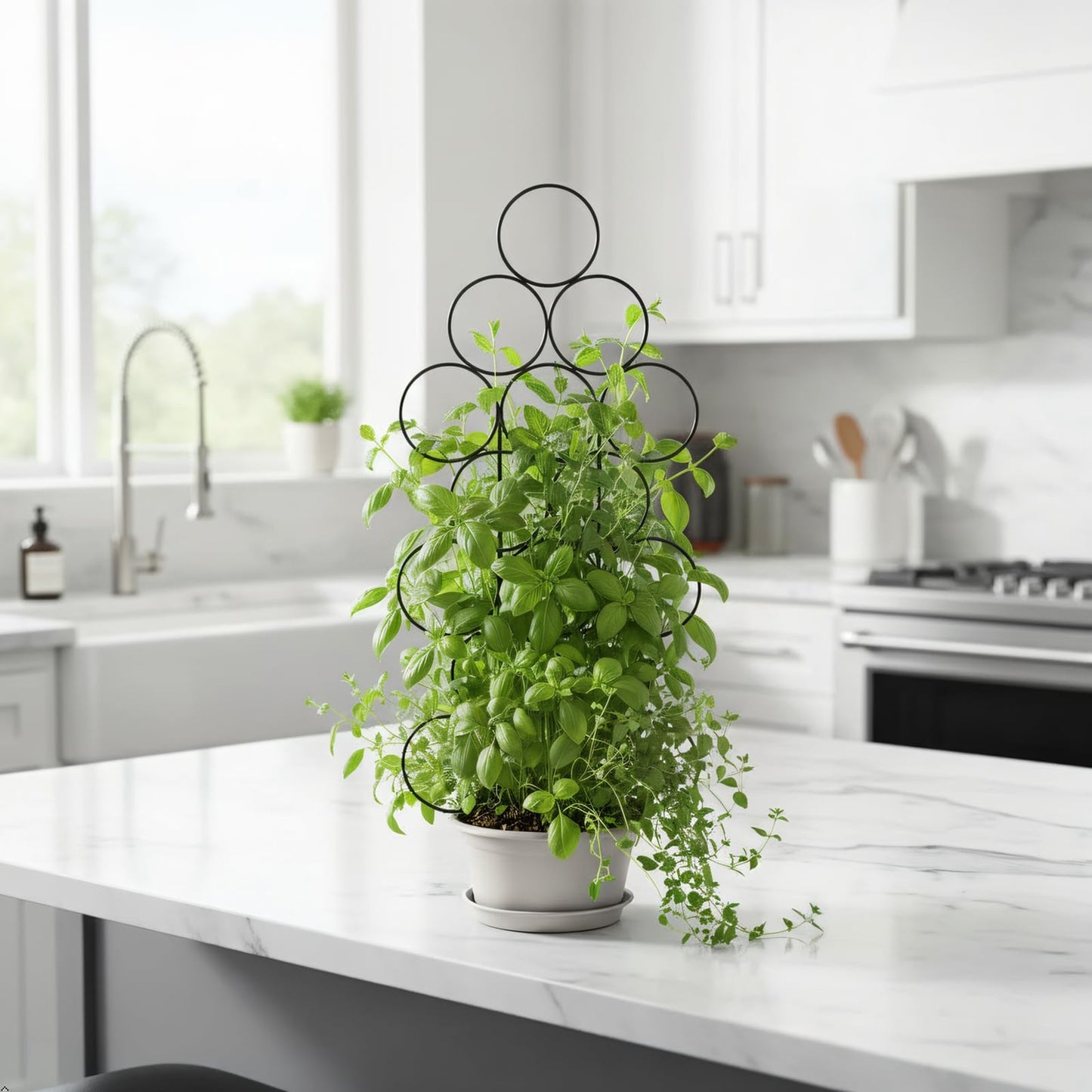 Plant Trellis for Climbing Plants Indoor Outdoor, Trlzey 3 Pack Stackable Metal Trellis - Small Garden Trellis for Potted Plants, Vine Support for Ivy, Flowers, DIY Home Deco