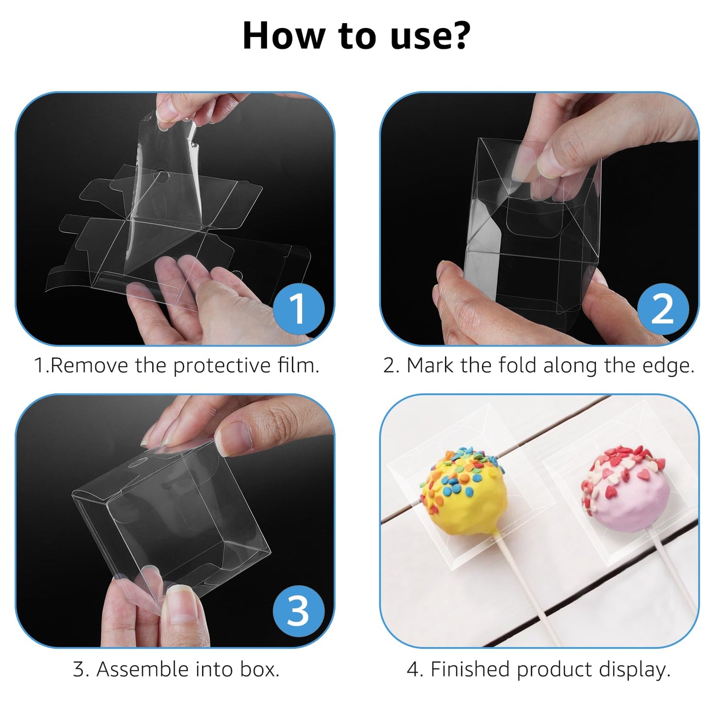 MGWOTH 100 Set Cake Pop Boxes with Paper Sticks Kit: Clear Gift Container with Holes for Candy, Macaron, Lollipop Packaging, Mini Plastic Cakepop Wrapping for Wedding Party Birthday Christmas