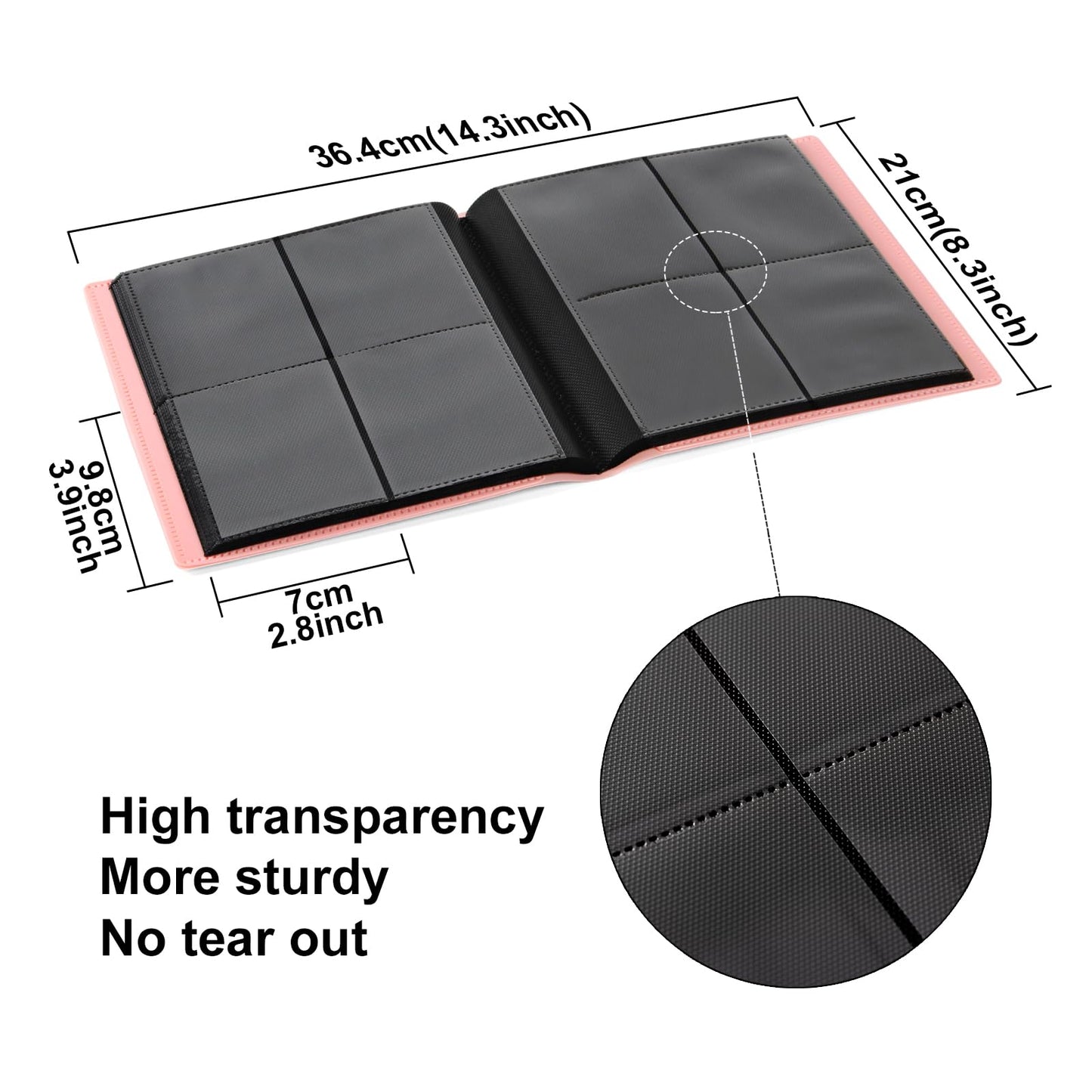 GEAoffice Trading Card Binder - 4 Pocket Card Collection Album Folder - 160 Side Loading Pocket Binder for TCG, MTG, Sports&Game Cards - Gifts for Girls