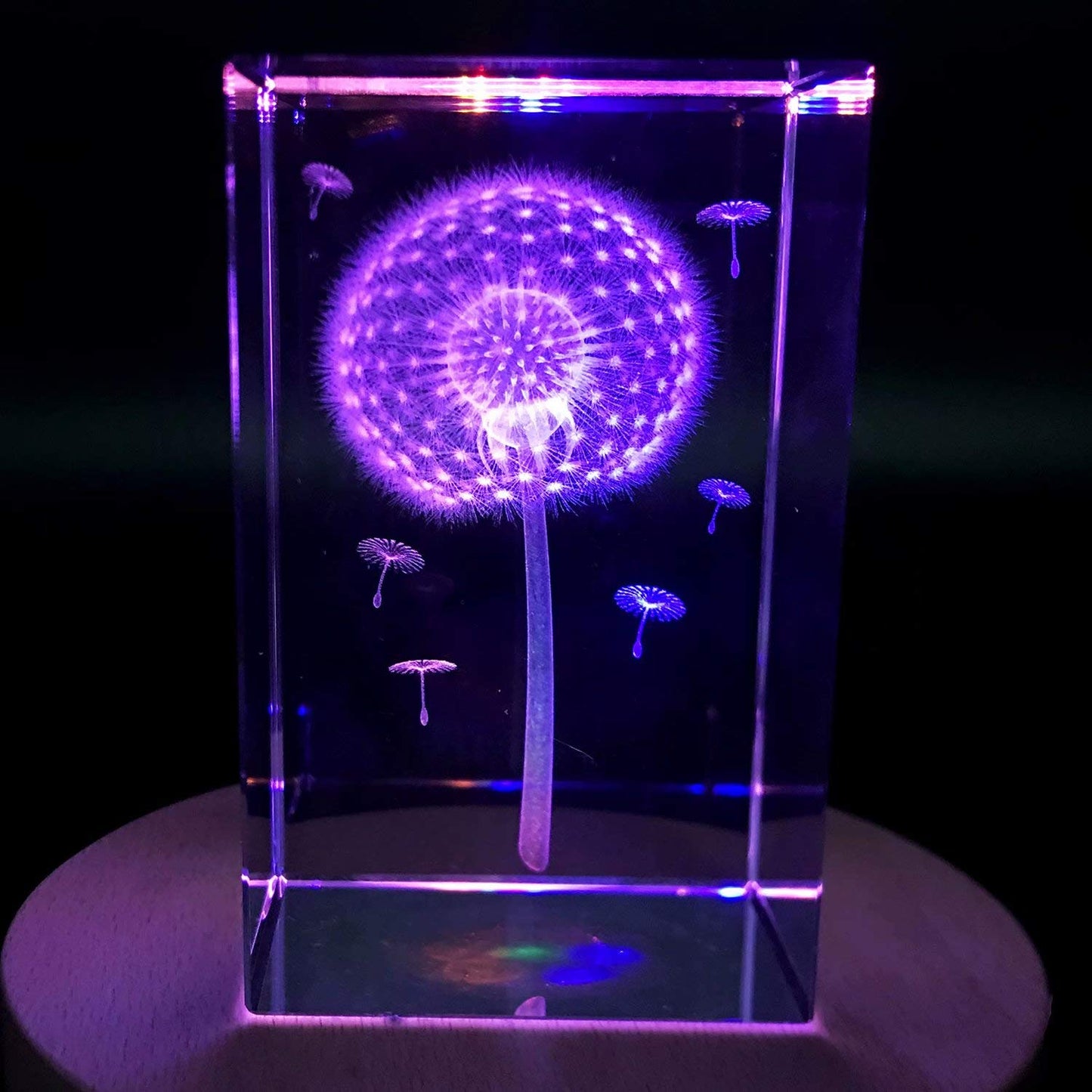 XINDAM 3D Dandelion Paperweight(Laser Etched) in Crystal Glass Cube Gift for Graduation Christmas Birthday Valentine's Day 3x2x2 Inch