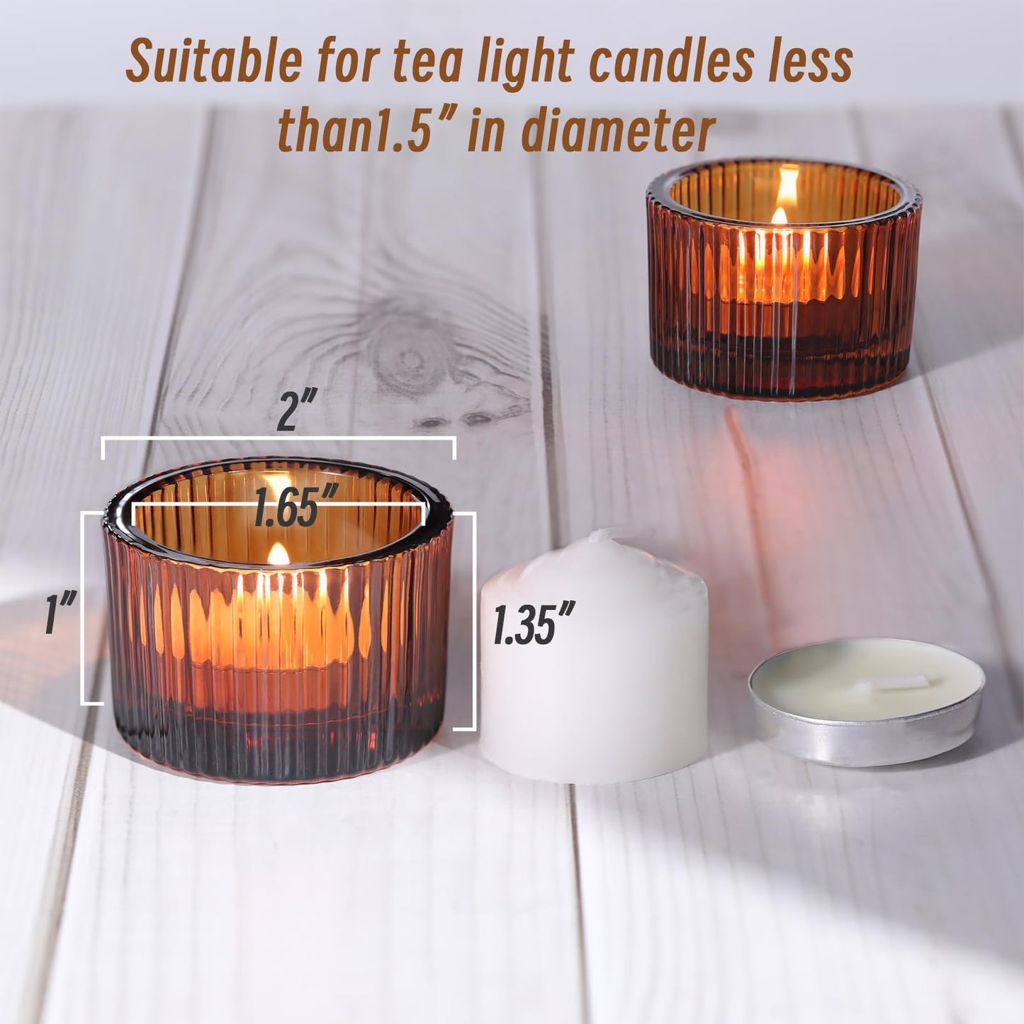 Lanttu 12 Pcs Amber Tealight Candle Holder 2" x 1.4"