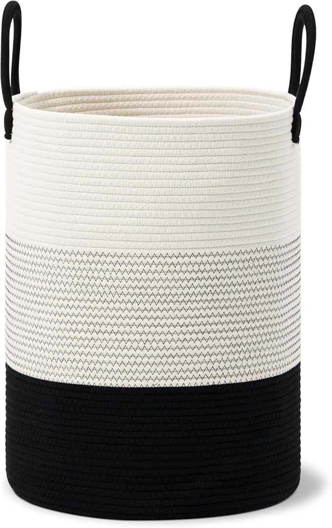 VIPOSCO Large Laundry Hamper, Tall Woven Rope Storage Basket