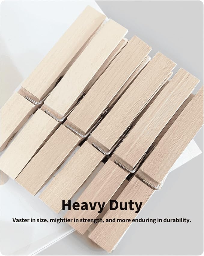 Large Clothes Pins Wooden Clothespins, 4 Inch 48 Pack Heavy Duty Outdoor Pegs