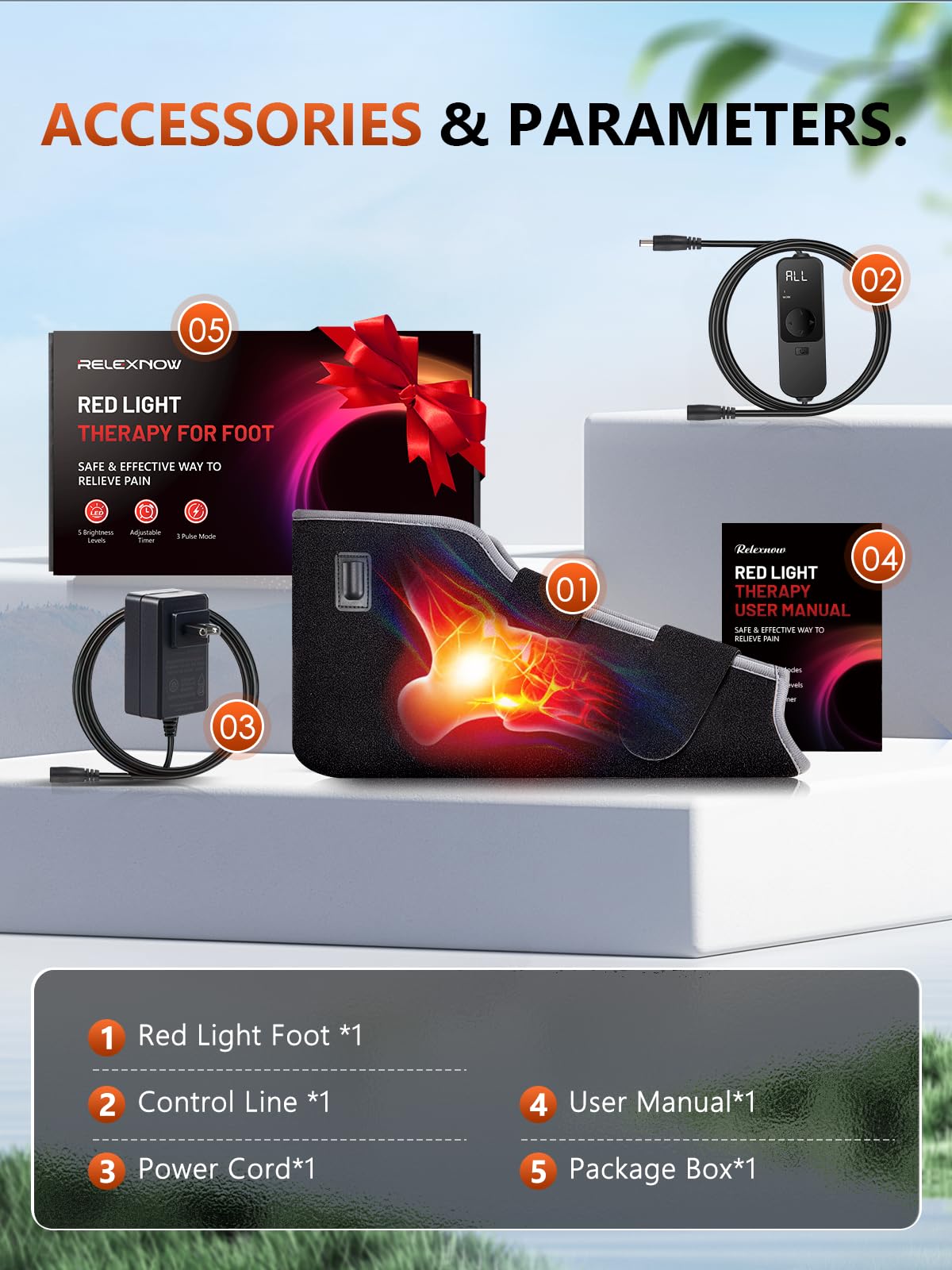 RELEXNOW Red Light Therapy for Foot Ankle FSA/HSA Eligible, 102 LEDs Near Infrared Therapy Wrap for Feet with Timer (Black)