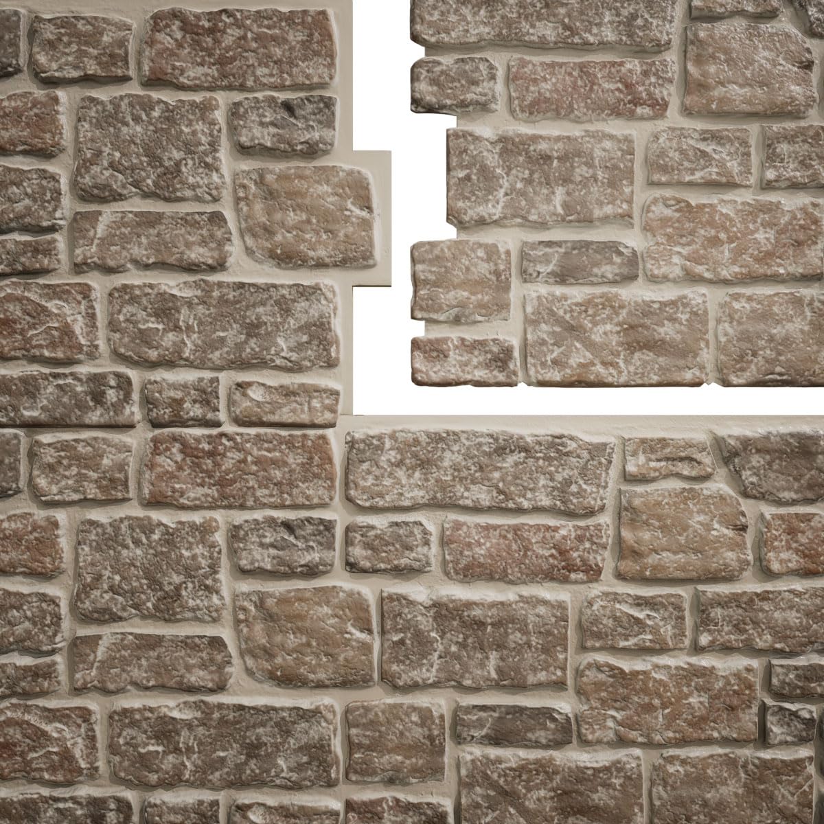 EverStone Cobblestone Faux Stone Panel, 48"W x 23 3/4"H x 1 1/8"D, Flintstone Color