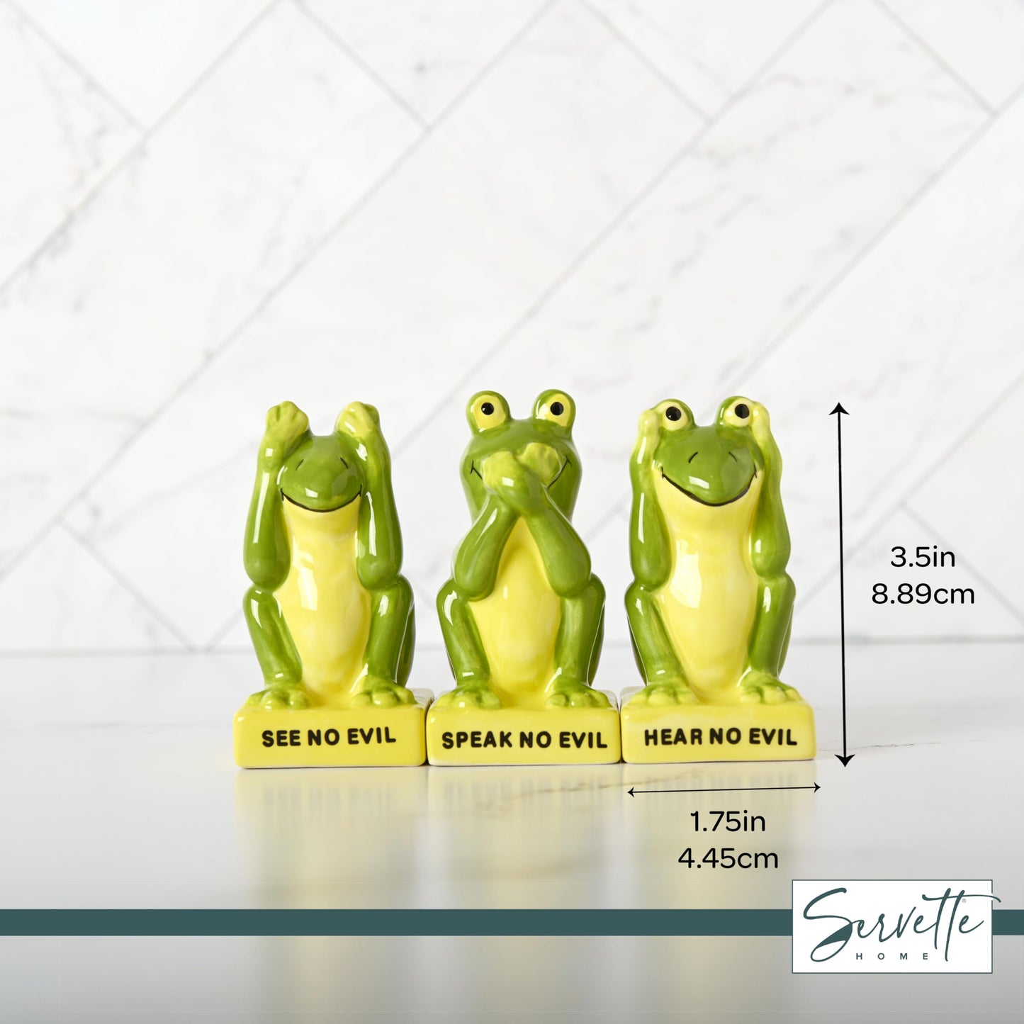 Animal Salt and Pepper Shakers with Toothpick Holder Set (Frog)