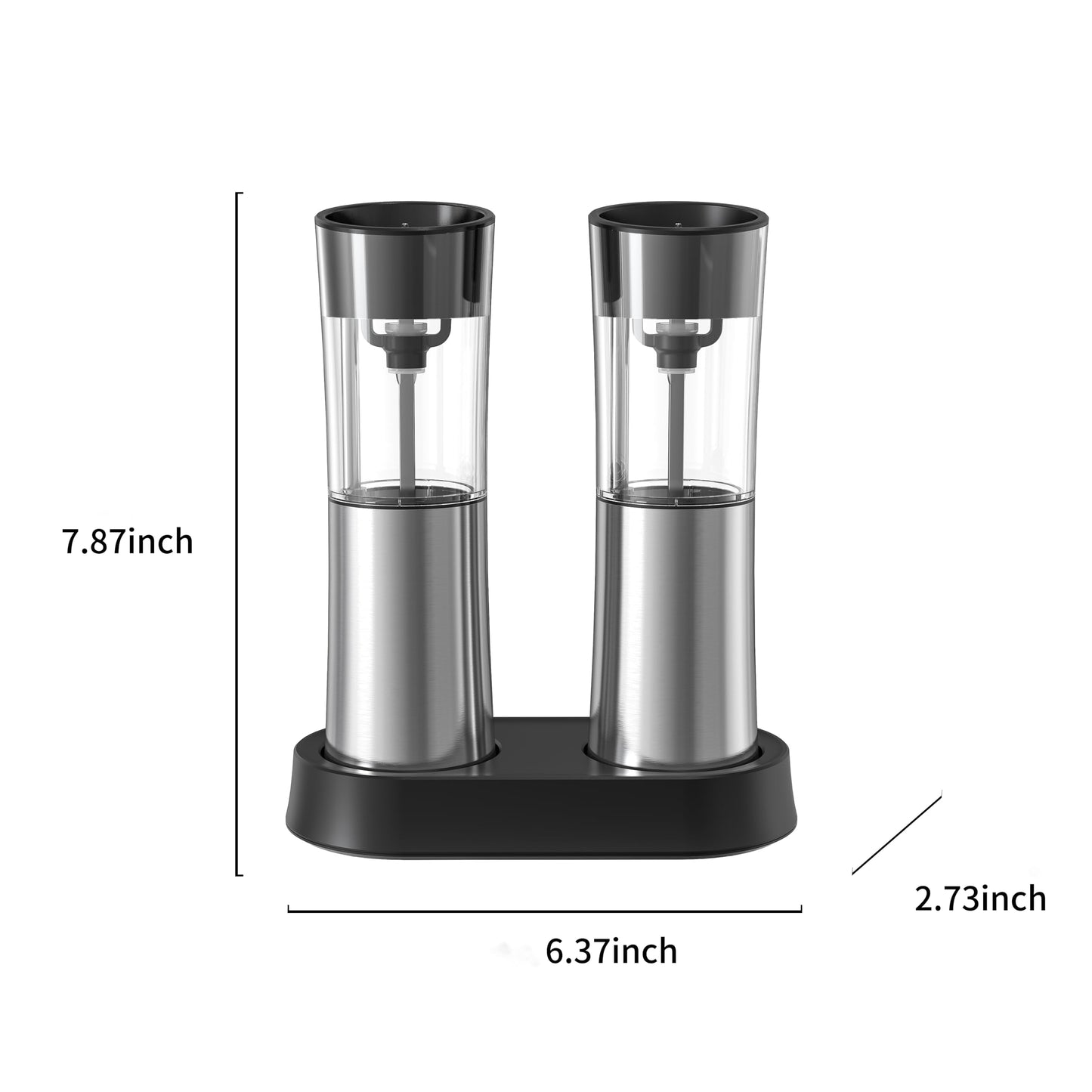 VITSOL Gravity Electric Salt and Pepper Grinder Set, No Battery Needed, One Handed Operation, Automatic Salt & Pepper Mill - Spice Grinder, LED Light (2 Pack) (Stainless Steel Silver)