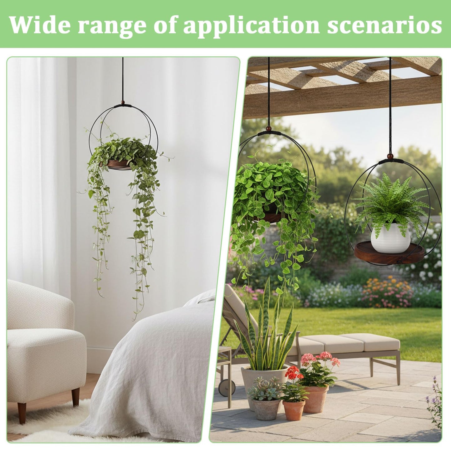 HrEtngiz Hanging Planters for Indoor Plants,Black Hanging Plant Holder,Metal Plant Hanger Indoor for Home Garden Office Decor(Pots Not Included)