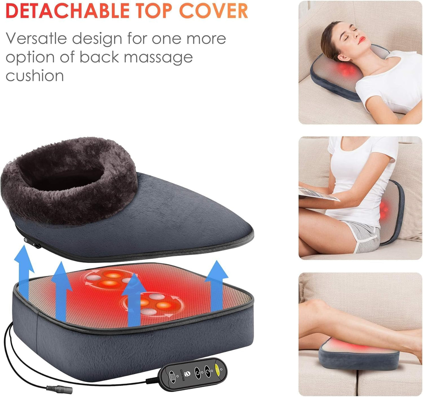 COMFIER Shiatsu Foot Massager with Heat- Kneading Back Massager with Heating Pad, Heated Foot Warmer, Electric Feet Massager Machine for Plantar Fasciitis,Neuropathy, Stress Relief