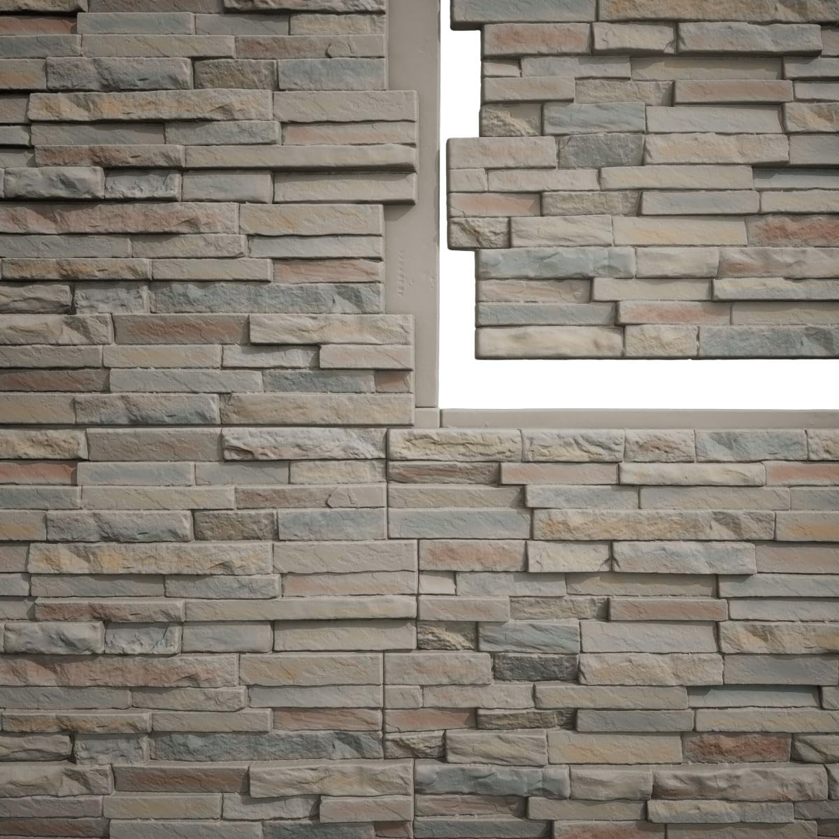 EverStone Eldorado Faux Stone Panel, 48"W x 25"H x 1"D, Harbor Mist Color