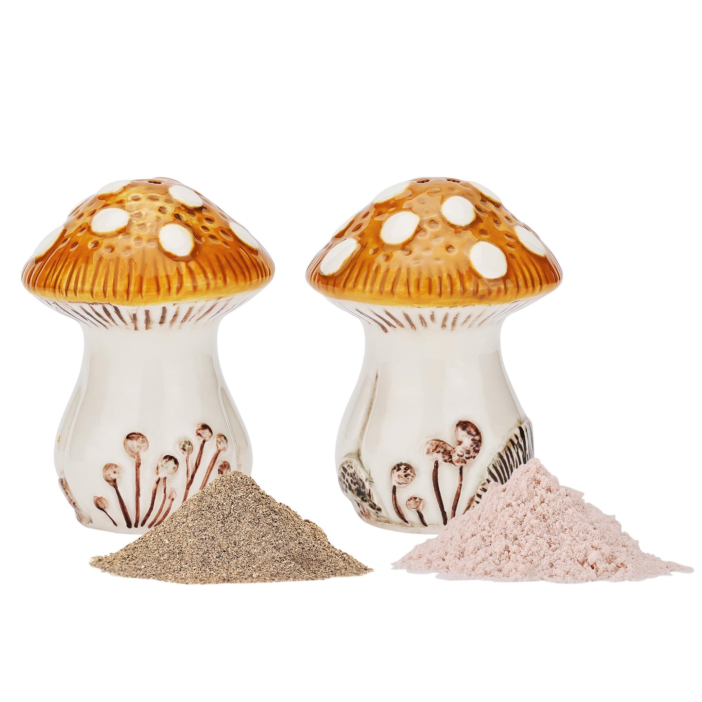 Fungi Fun Ceramic Mushroom Salt and Pepper Shakers Set – Cute and Decorative Salt and Pepper Shakers for Mushroom Kitchen Decor, Unique Hand-Painted Spice Containers for Table or Countertop