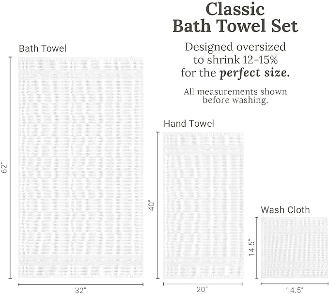 GILDEN TREE Waffle Towel Set Quick Dry Thin | 2 Bath Towels | 2 Hand Towels | 2