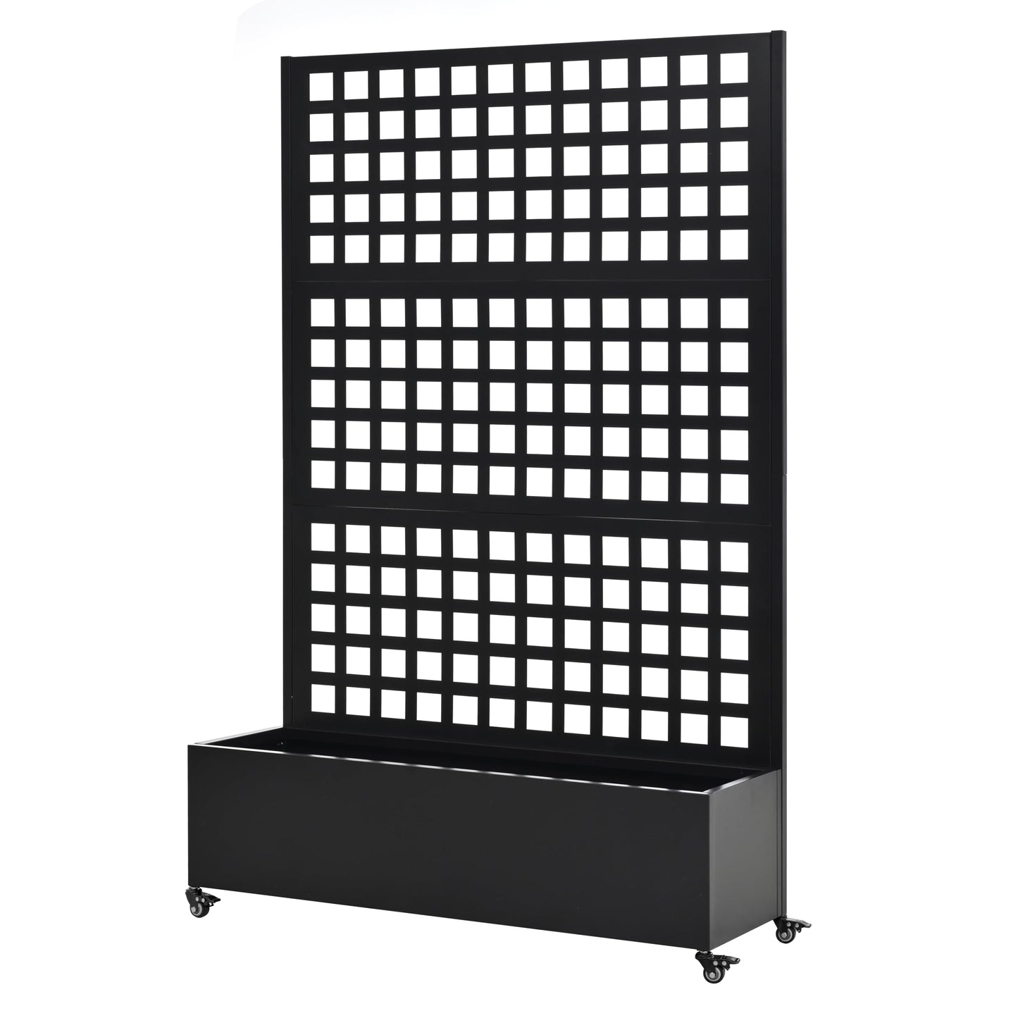 JIJIWANG 73" H Metal Raised Garden Bed with Trellis and Wheels, 73"x47"x16" Planter Box for Climbing Plants, Vegetables & Vines, Features Privacy Screen and Drainage Holes Black