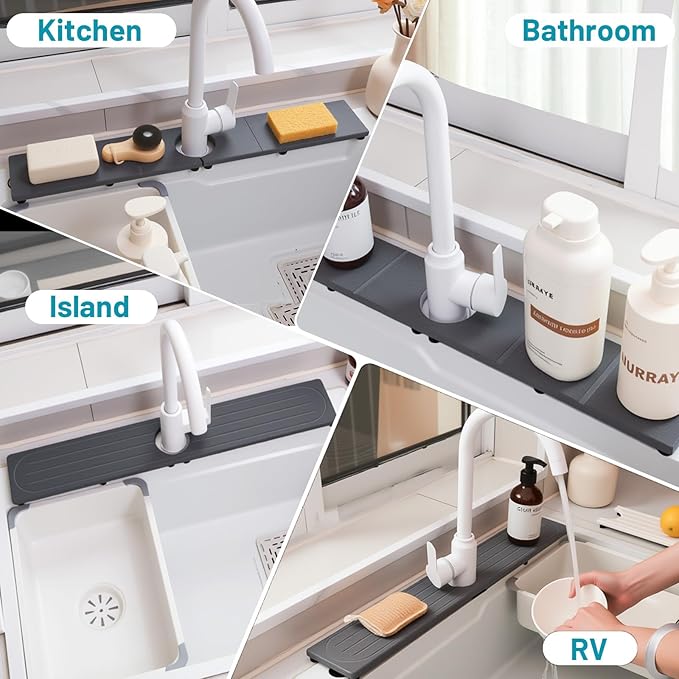 Fast Drying Faucet Mat for Kitchen Sink, Water Absorbent Diatomite Stone Sink