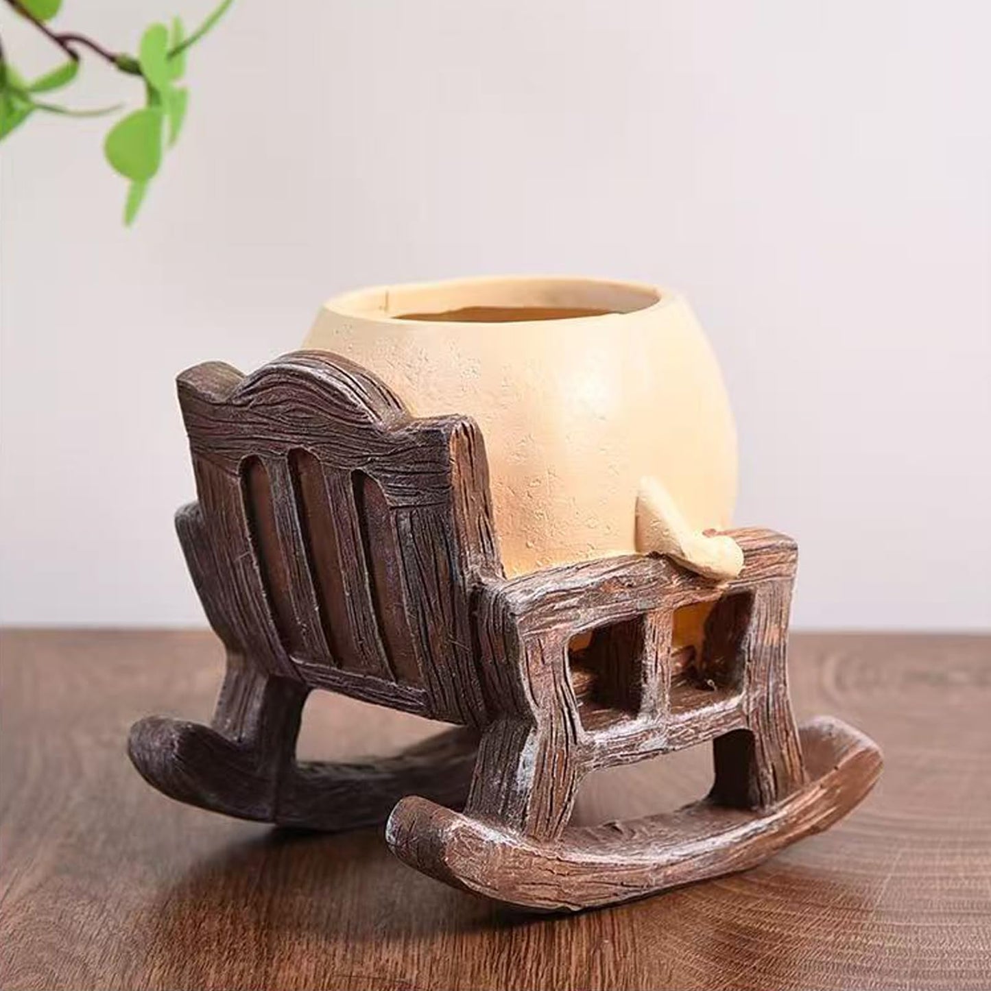 JaeyiTfu Rocking Chair Resin Planter - Cute Plant Pot - with Drainage Hole - Smiley Succulent Pot - for Garden - Lawn - Patio Indoor and Outdoor Use