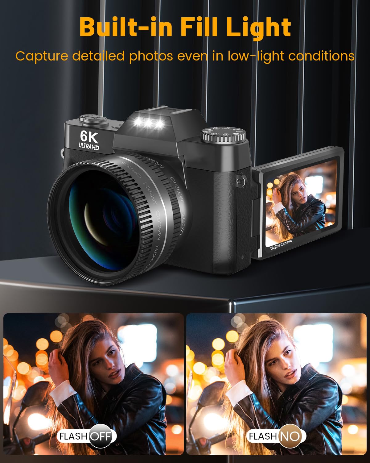 2024 Upgrade VJIANGER Digital Camera for Photography Vlogging Camera for YouTube with WiFi, 180° Flip Screen, 16X Digital Zoom, 52mm Lens, 2 Batteries, 32GB Micro SD Card(Black)